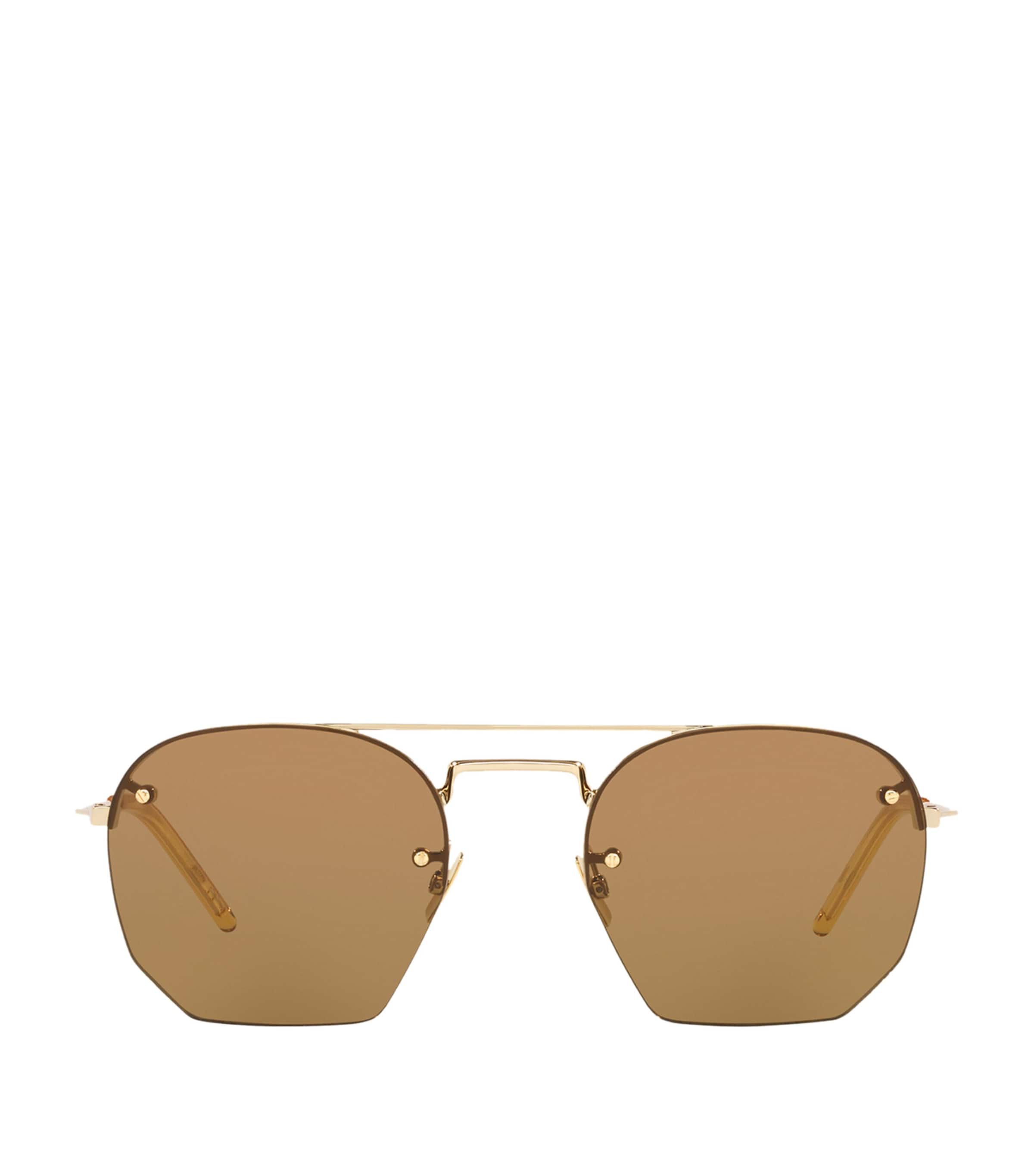 Saint Laurent Round Sunglasses In Gold