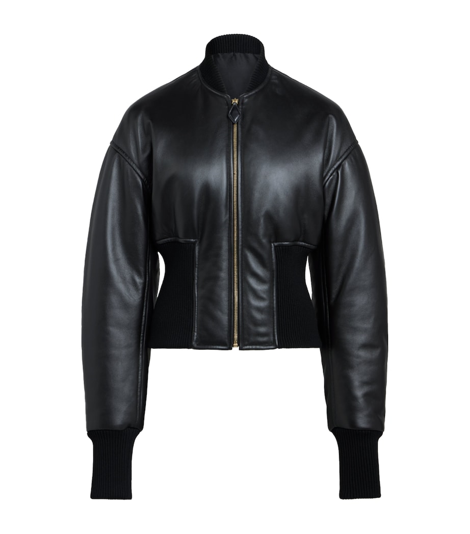 Alaïa Womens Leather Bomber Jacket Noir Alaia Image 1