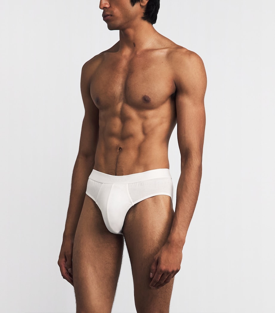 Sunspel Mens Stretch-Cotton Briefs Whaa White Image 2