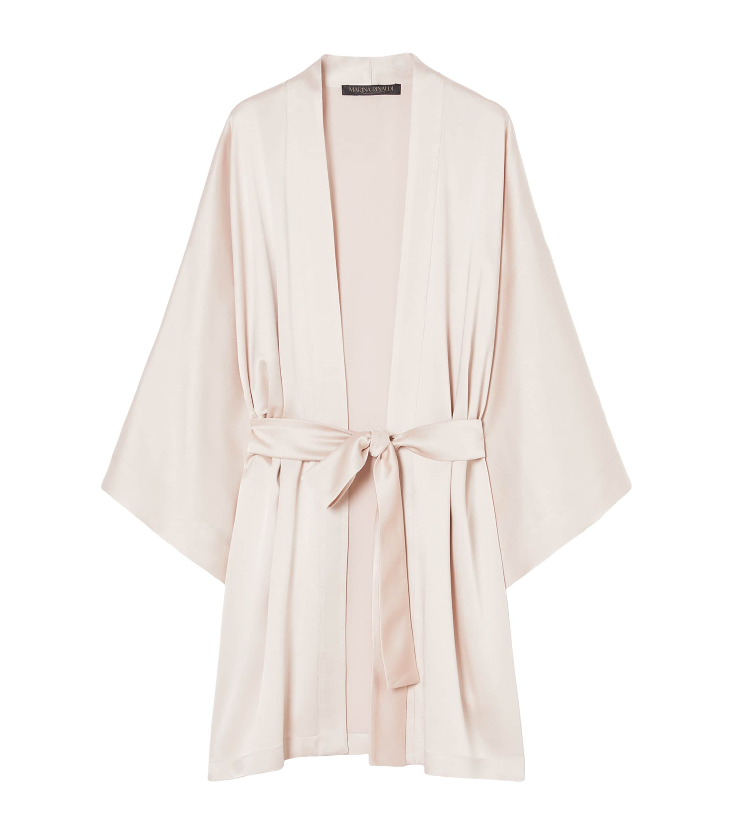 Shop Marina Rinaldi Satin Siri Cardigan In Nude