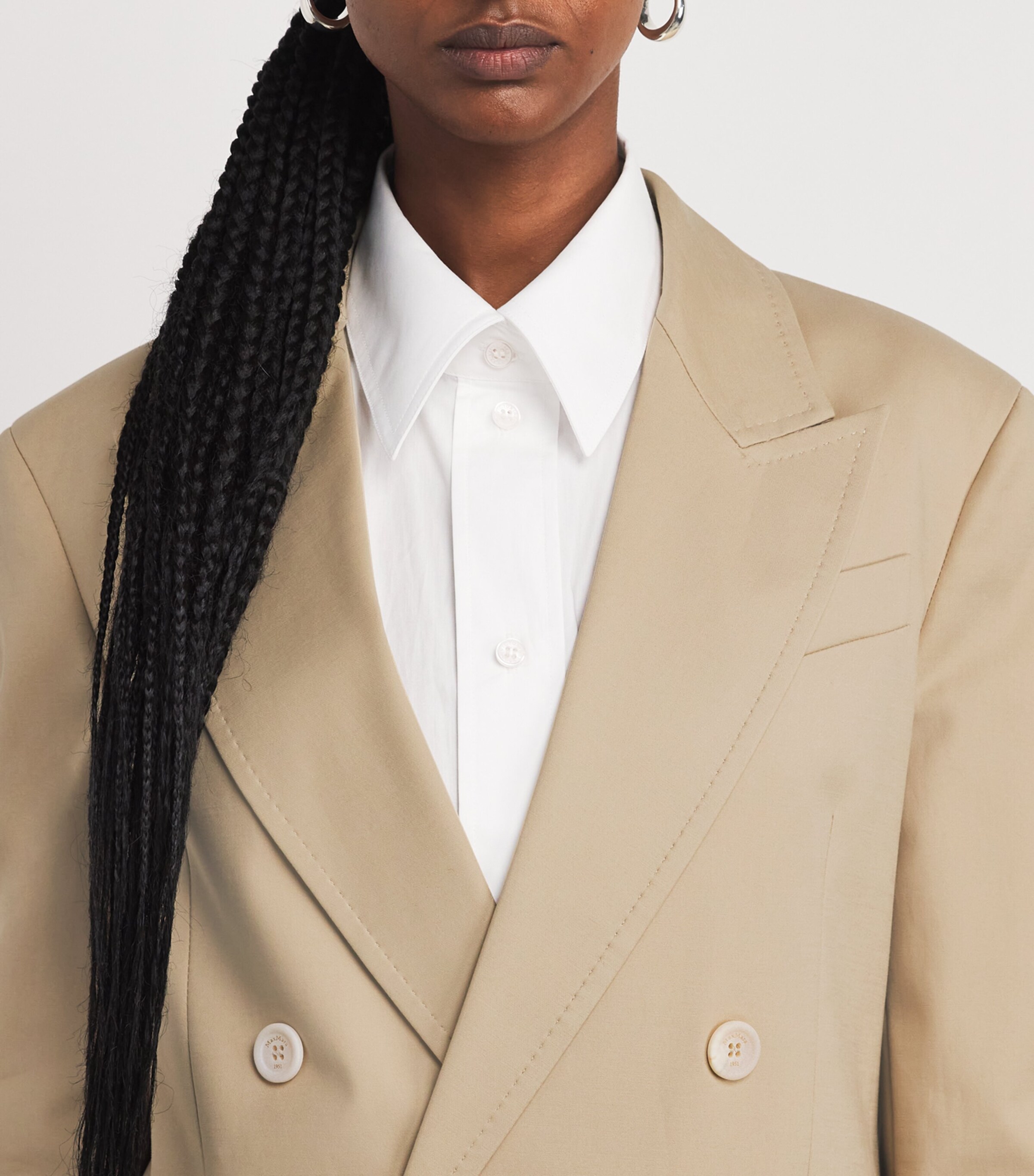 Stretch-Cotton Double-Breasted Blazer SAND Image 6