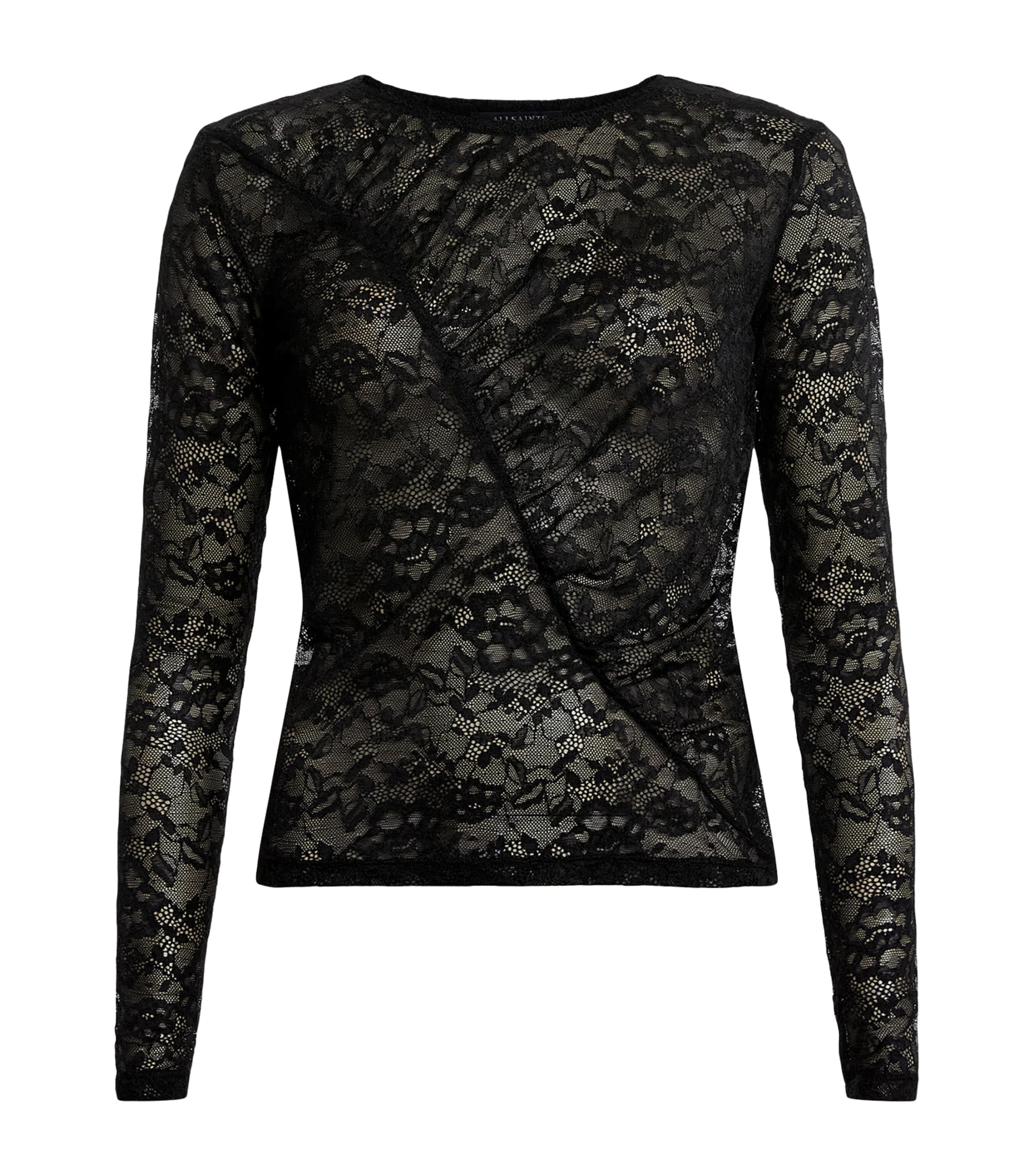 Shop Allsaints Lace Edana Top In Black