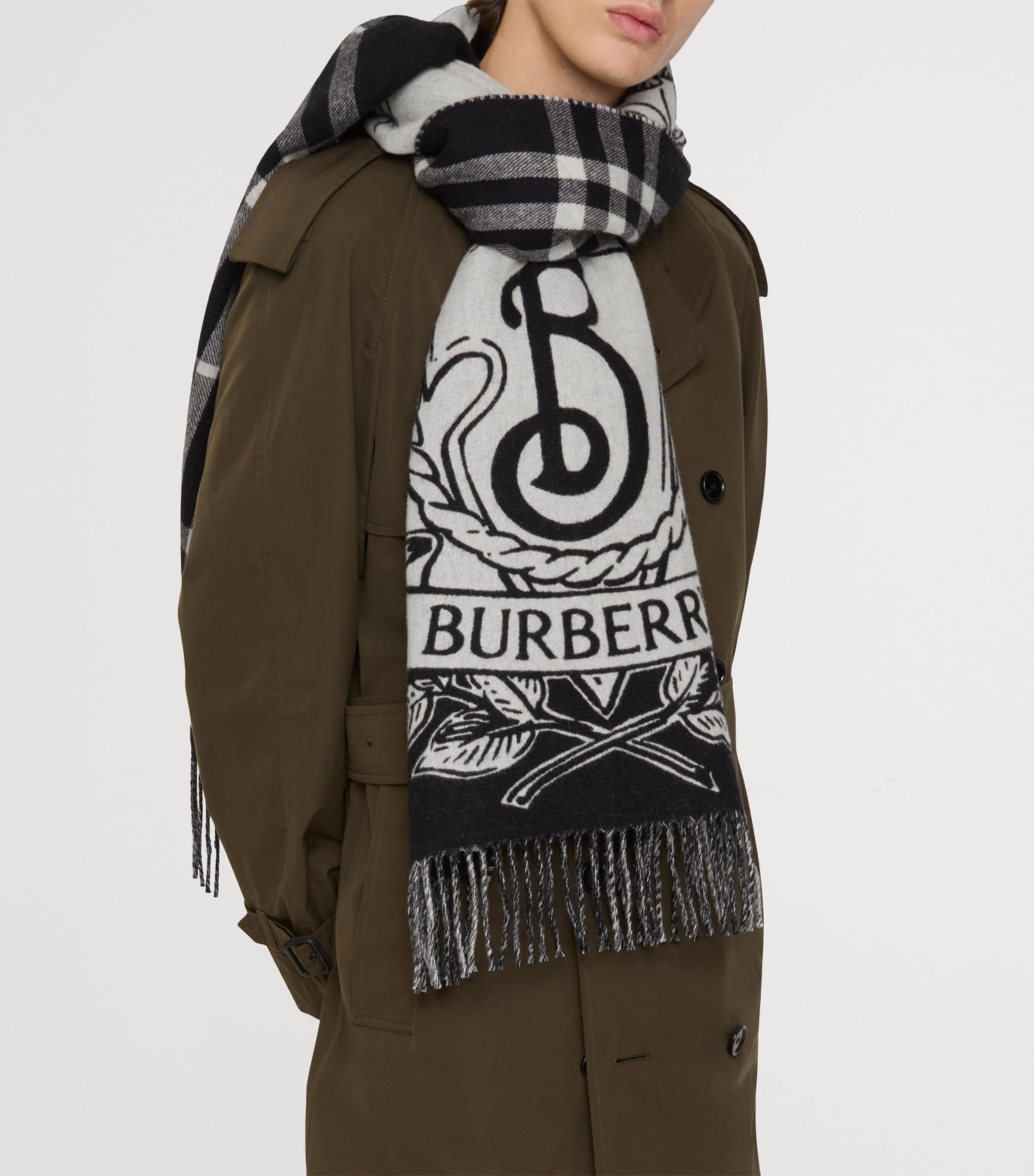 Cashmere Reversible Stormy Knight Scarf BLACK/CALICO Image 8