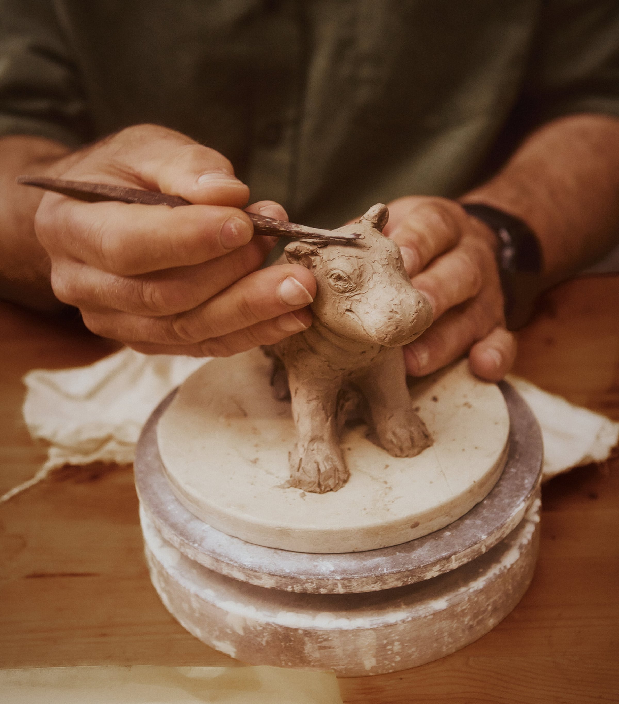 Porcelain Baby Hippo Figurine (9cm) MULTI Image 2