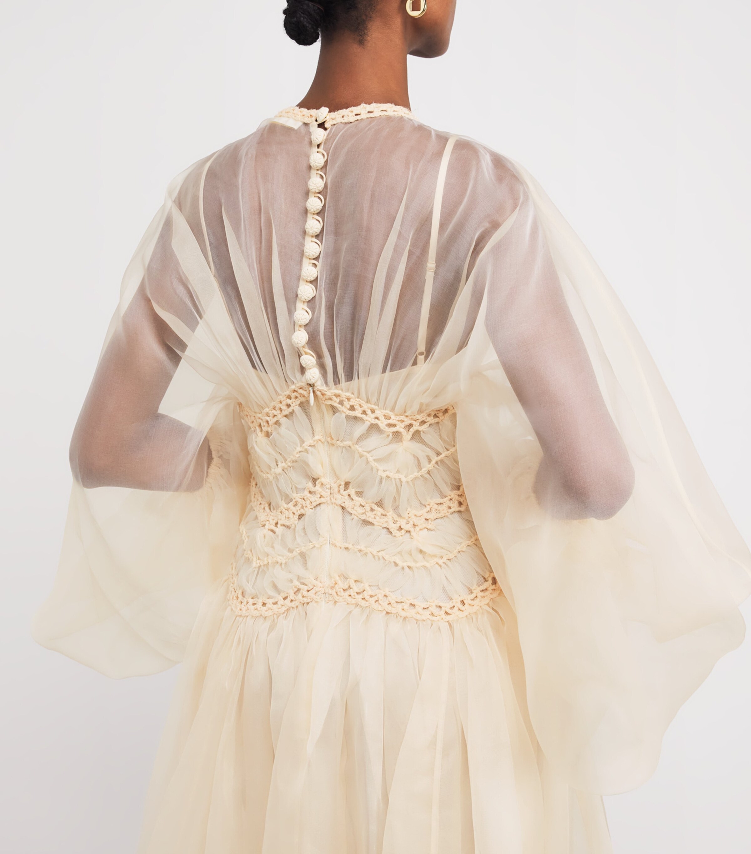 Zimmermann Womens Silk Macrame Maxi Dress Cream Image 4