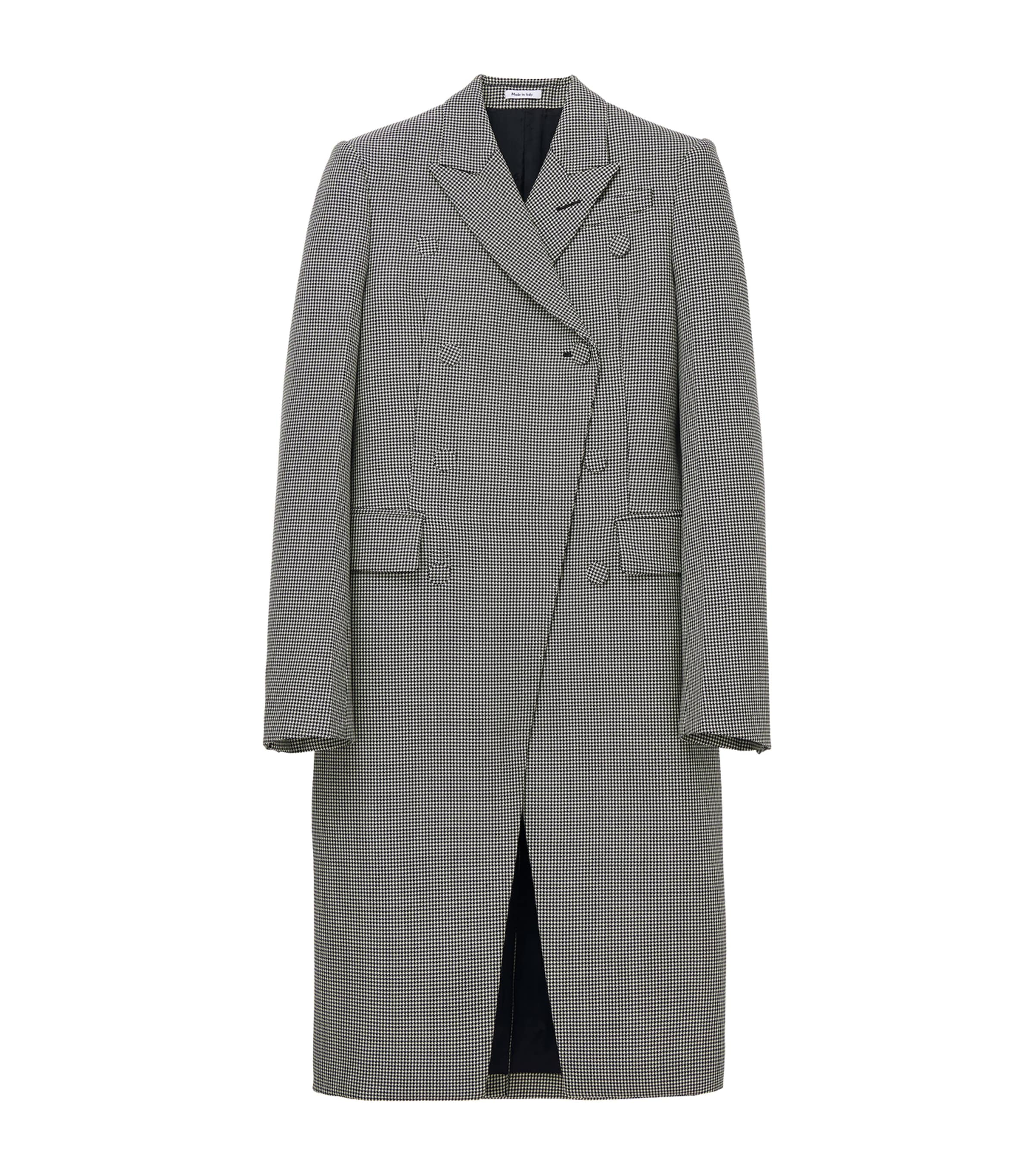 Alexander Mcqueen Wool Houndstooth Coat In Black