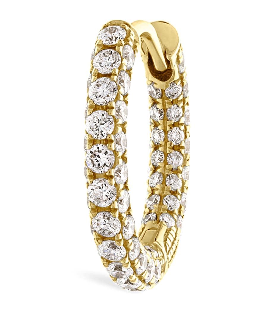 Diamond Five Row Pavé Single Hoop Earring (9.5mm) YELLOW GOLD Image 1