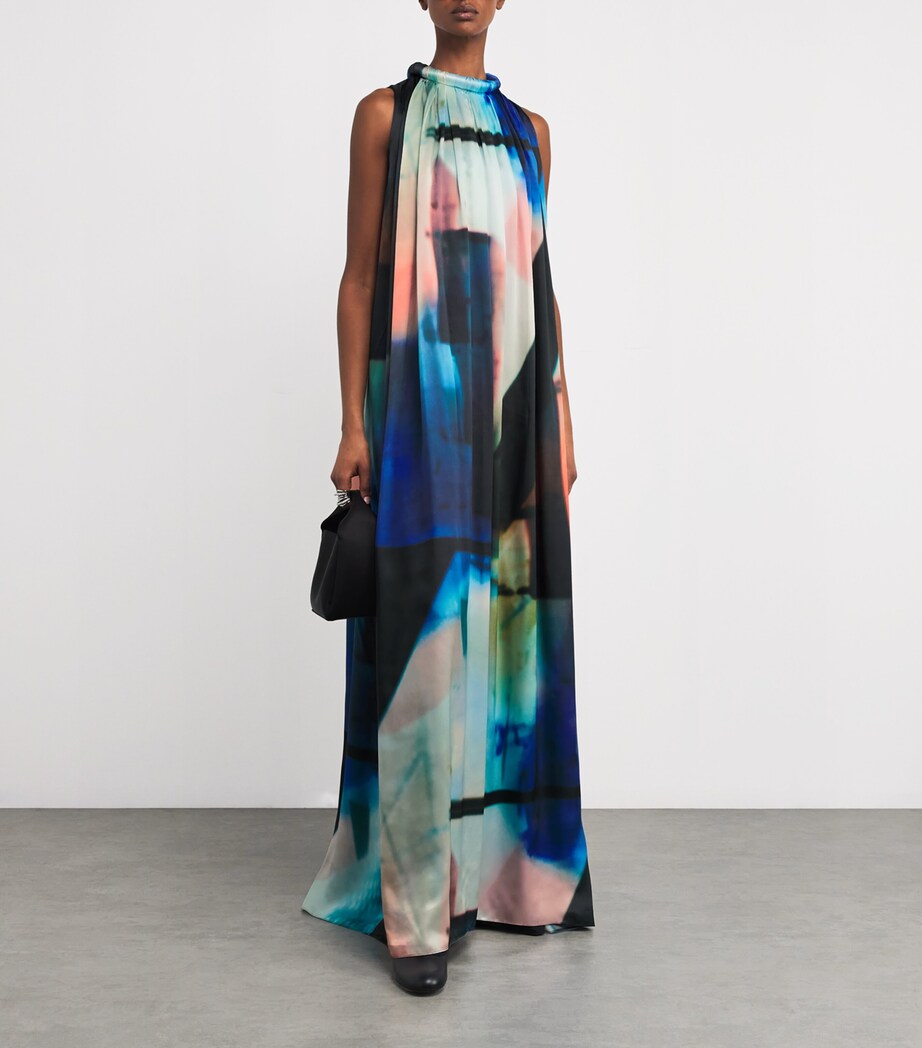 Roksanda Womens Silk Abstract Print Maxi Dress Blue Pink Photo Image 2