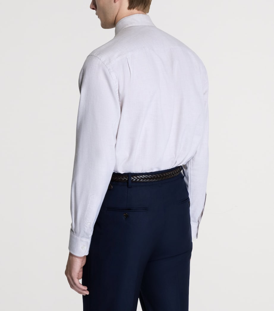 Dunhill Mens Cotton Micro-Check Shirt Brown Image 3