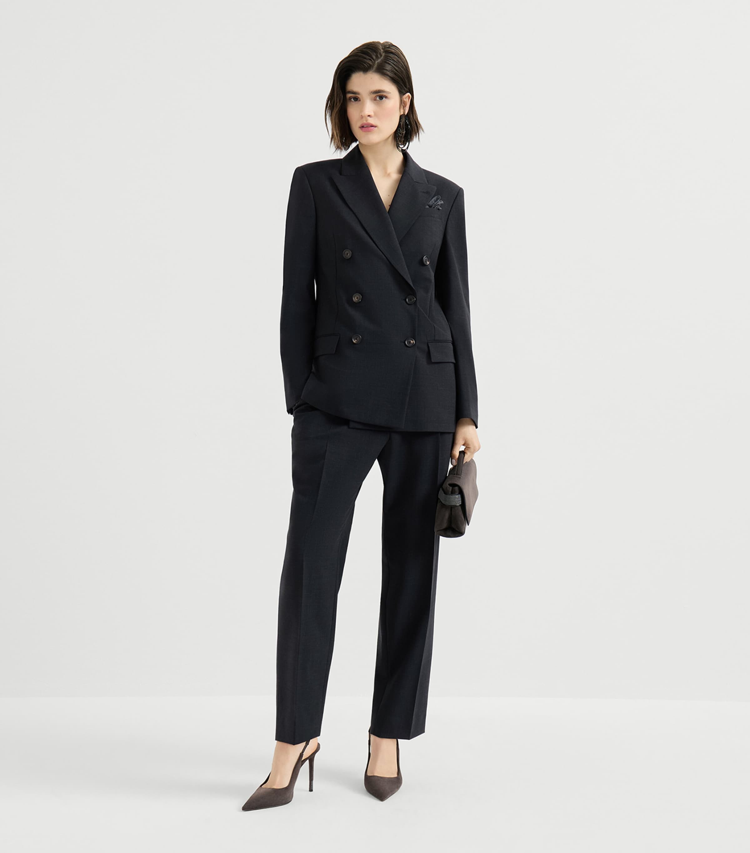 Brunello Cucinelli Womens Wool-Blend Double-Breasted Jacket Image 3
