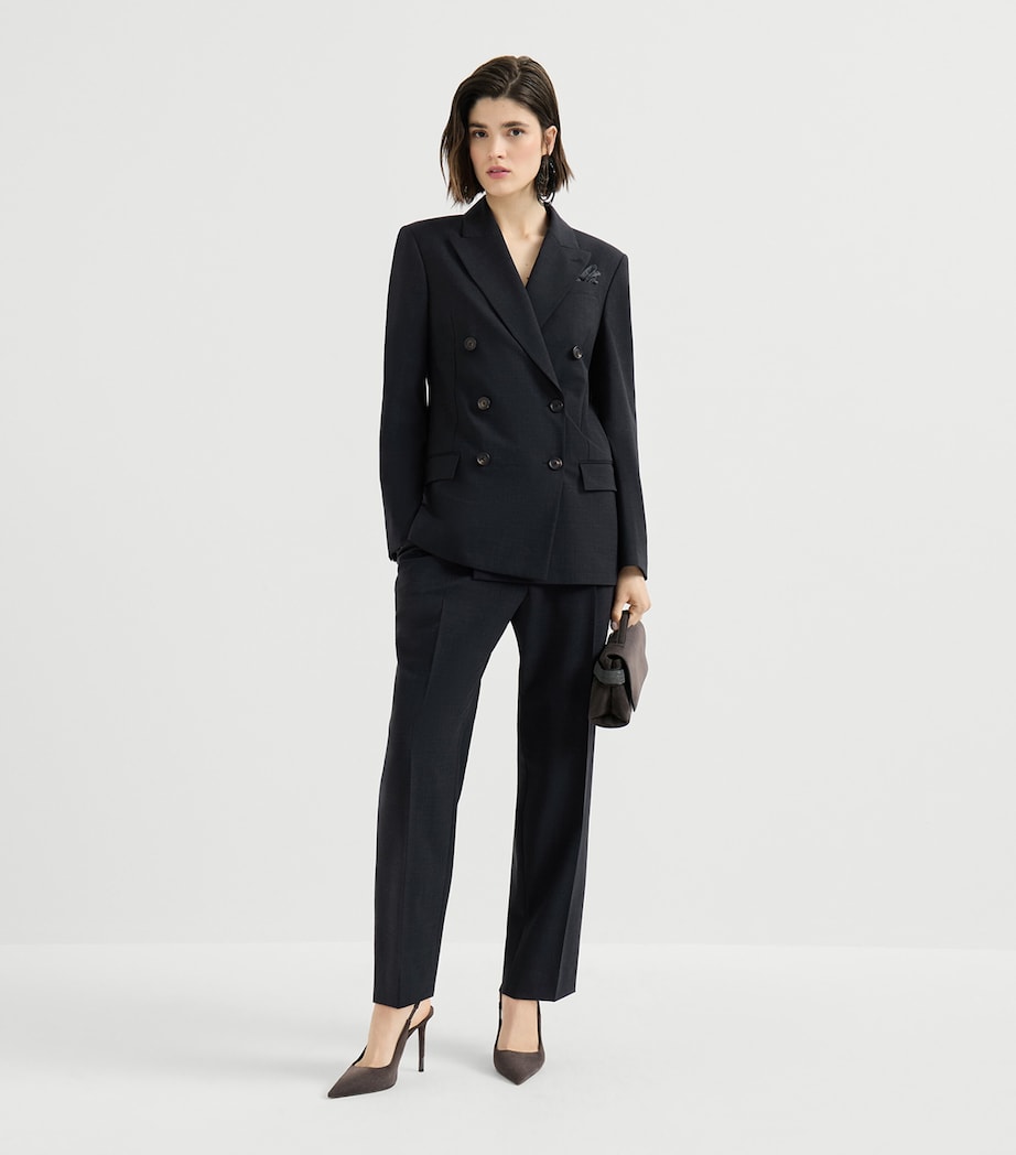 Brunello Cucinelli Womens Wool-Blend Double-Breasted Jacket Image 3
