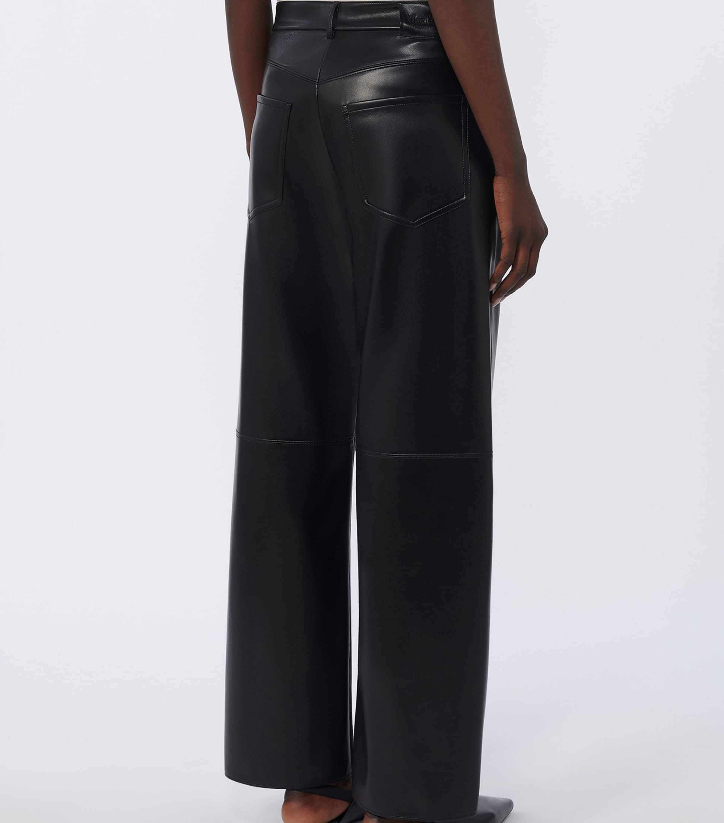 Max Mara Womens Faux Leather Wide-Leg Trousers Black Image 4