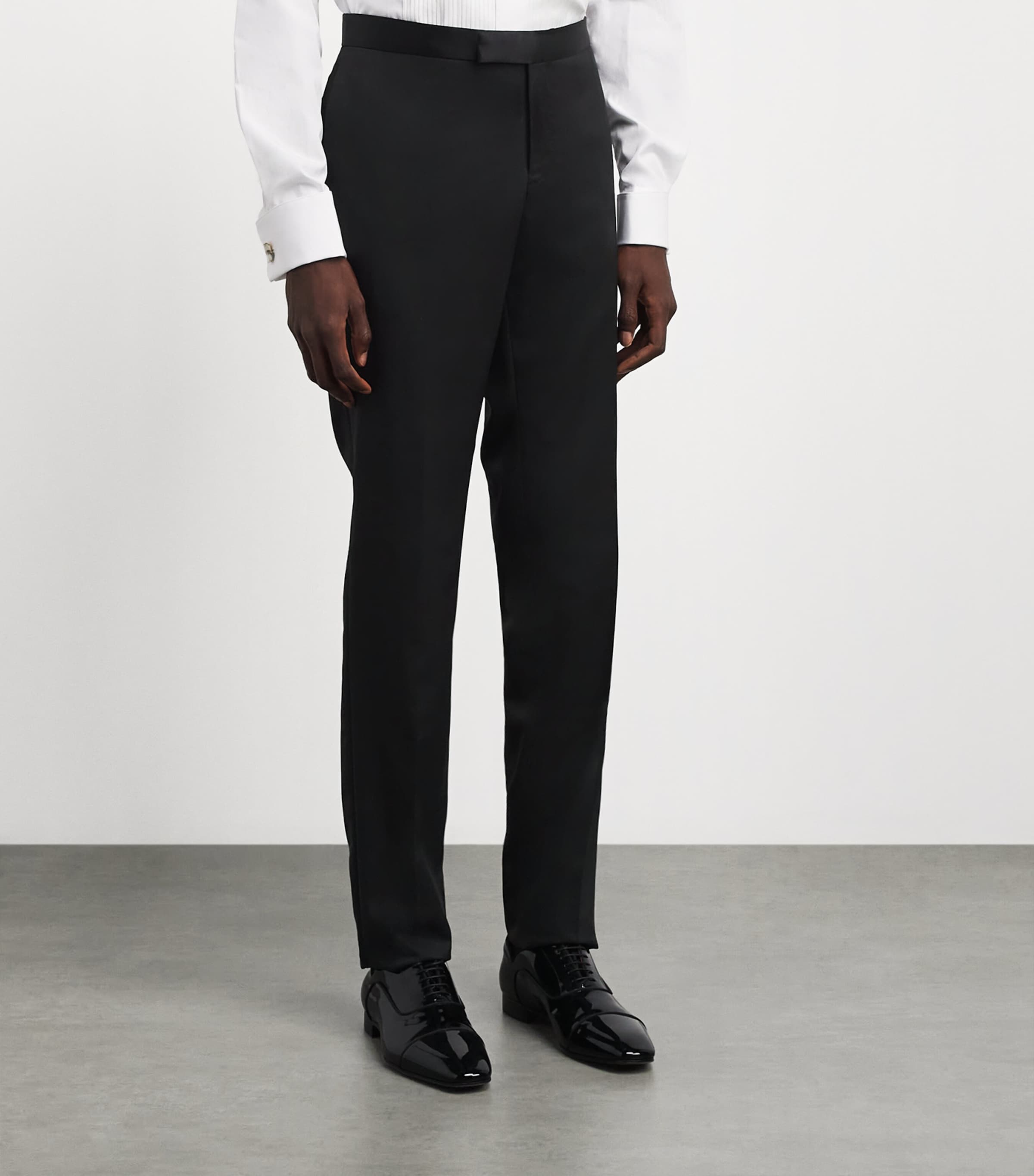 Pal Zileri Mens Wool Satin-Trim Trousers Black Image 4
