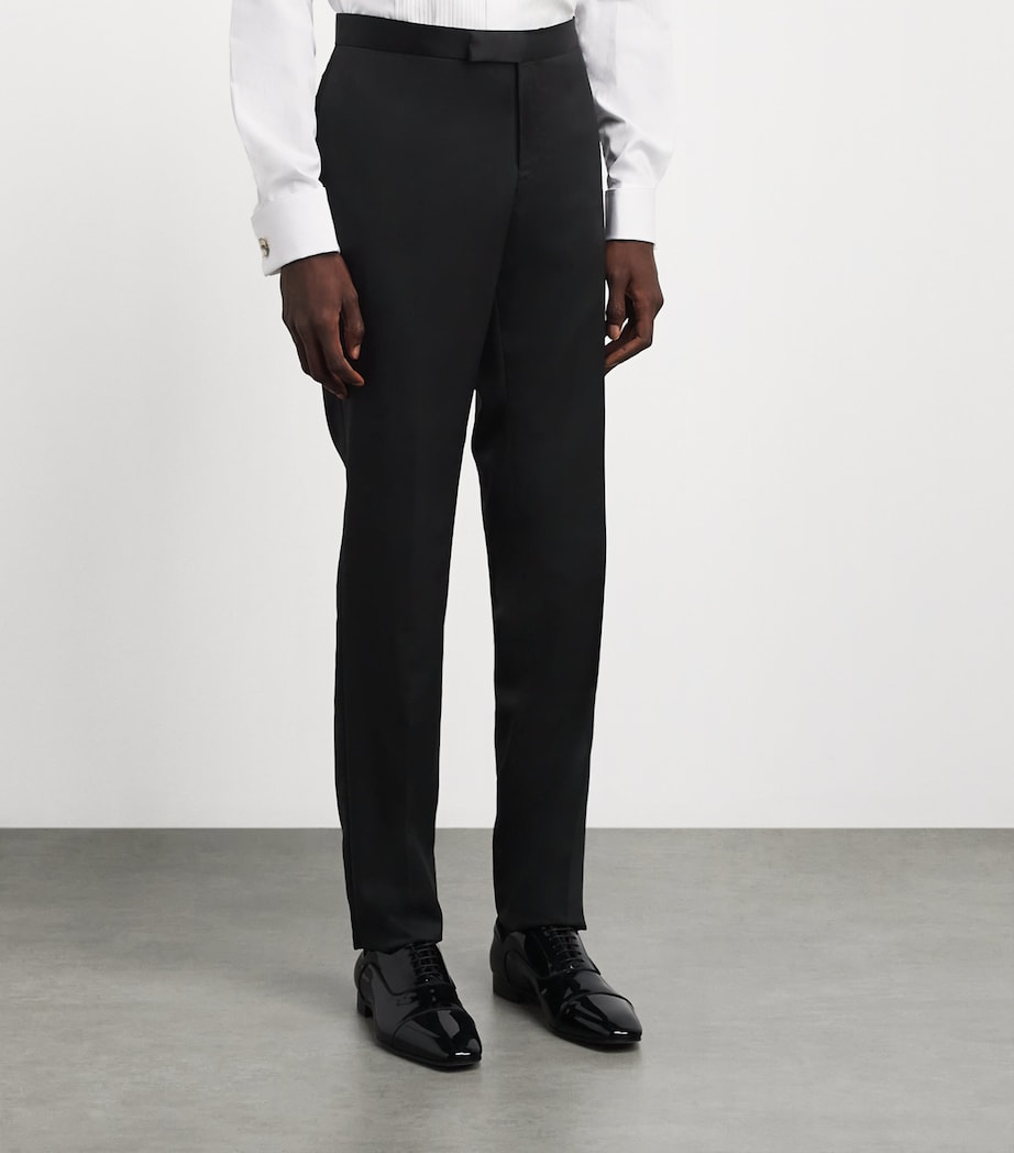 Pal Zileri Mens Wool Satin-Trim Trousers Black Image 4
