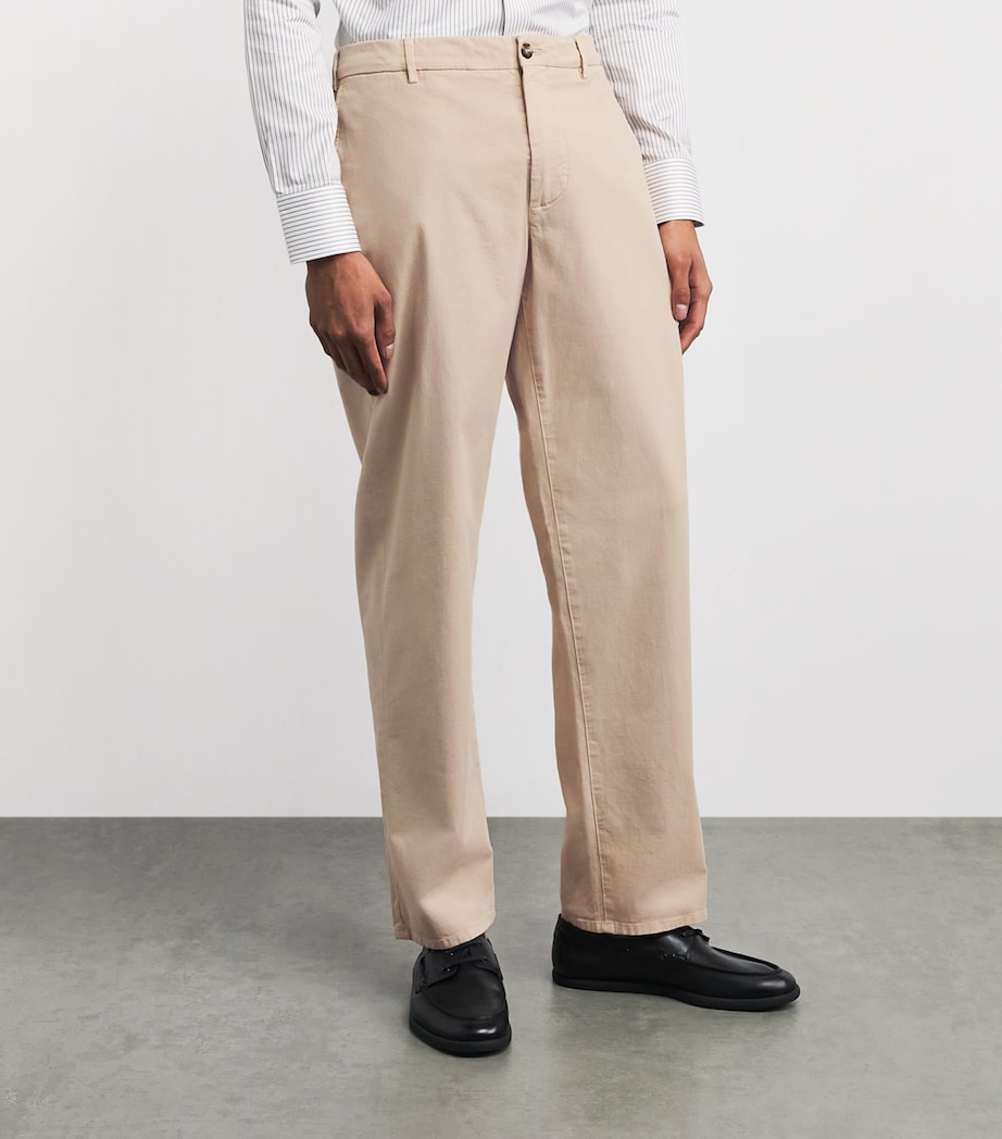 Agnona Mens Stretch-Cotton Straight Chinos Beige Image 4