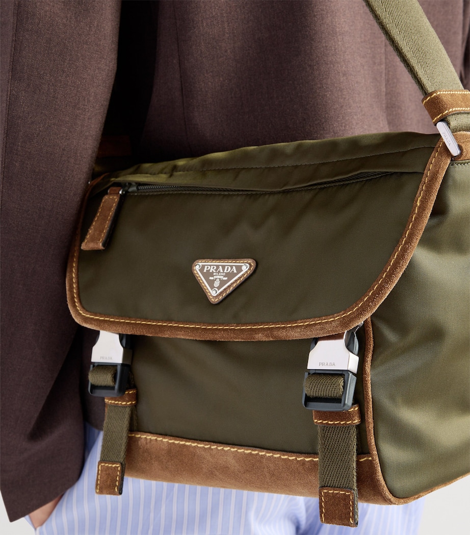 Prada Medium Leather and Re-Nylon Messenger Bag Image 8