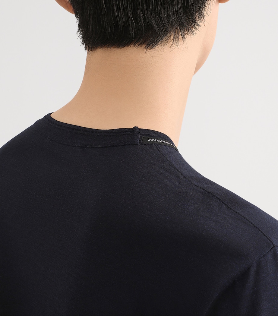Dolce&Gabbana Mens Silk T-Shirt Very Dark Blue Image 5