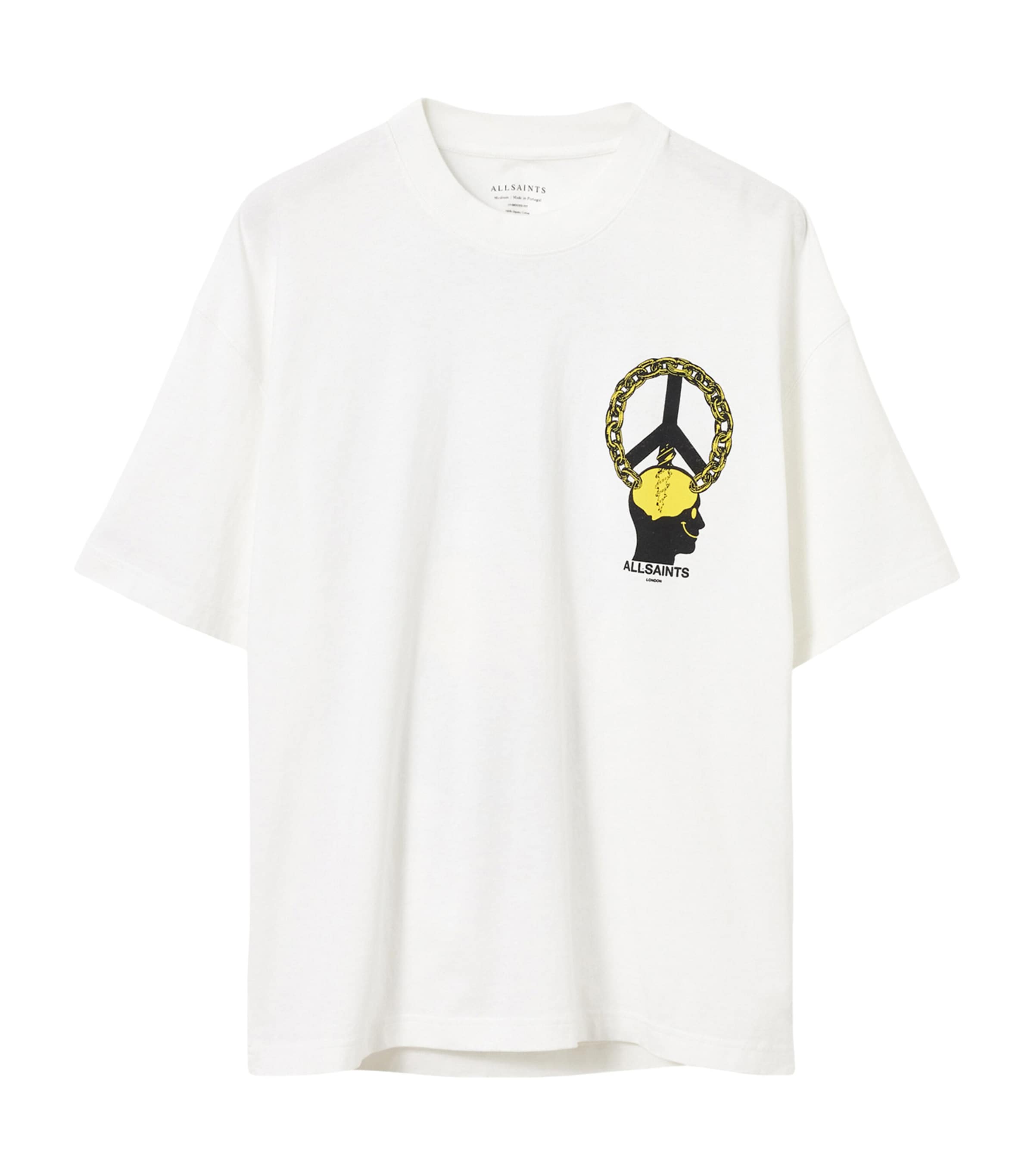Allsaints Oversized Screwed Logo Graphic Tee In White