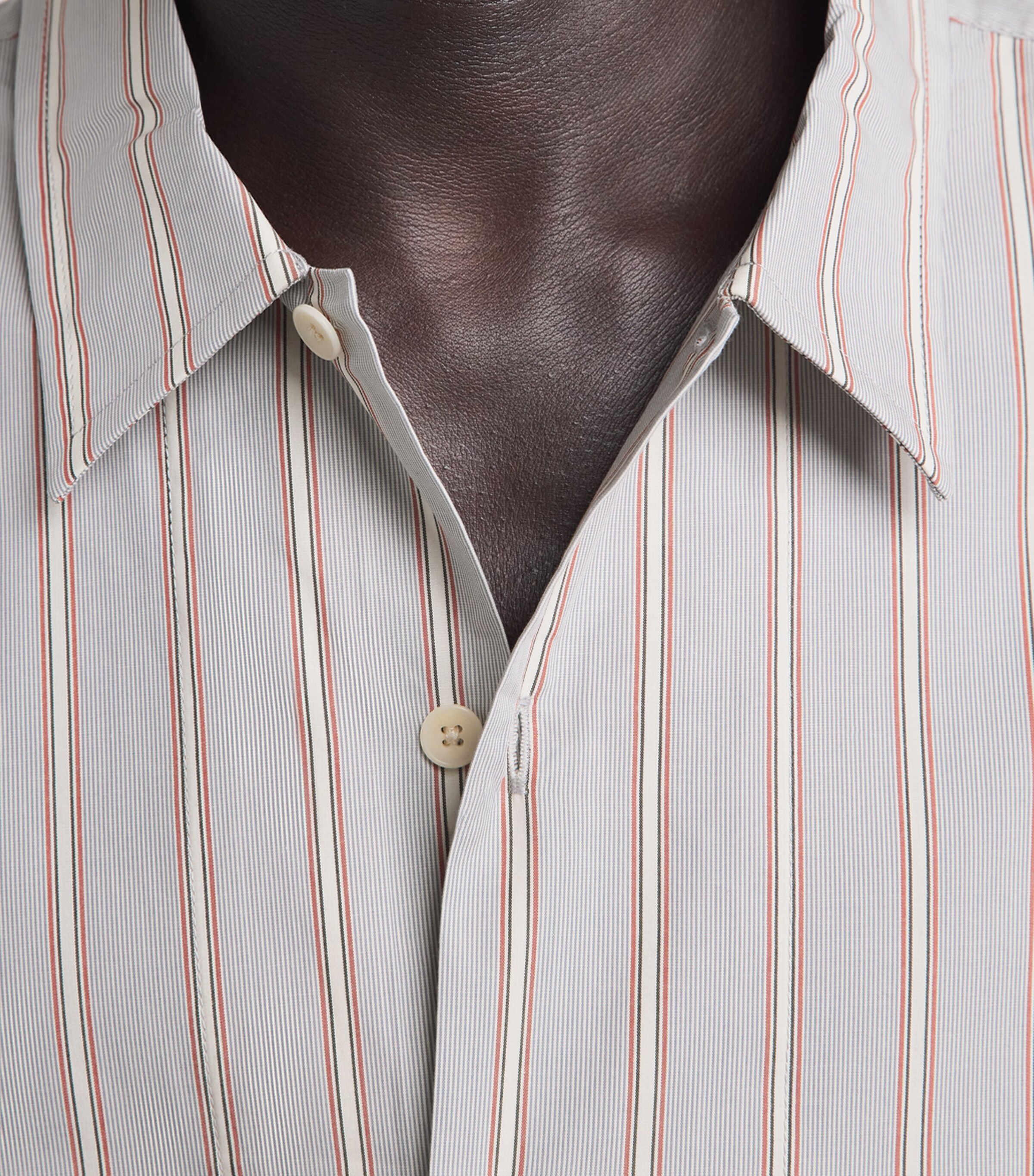 NN.07 Mens Supima Cotton Stripe Short-Sleeve Shirt Red Stripe Image 3