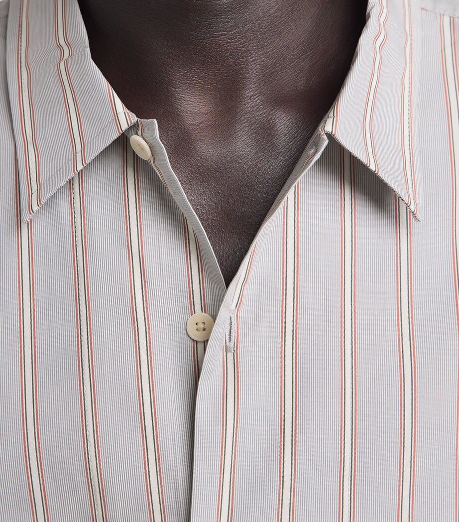 NN.07 Mens Supima Cotton Stripe Short-Sleeve Shirt Red Stripe Image 3