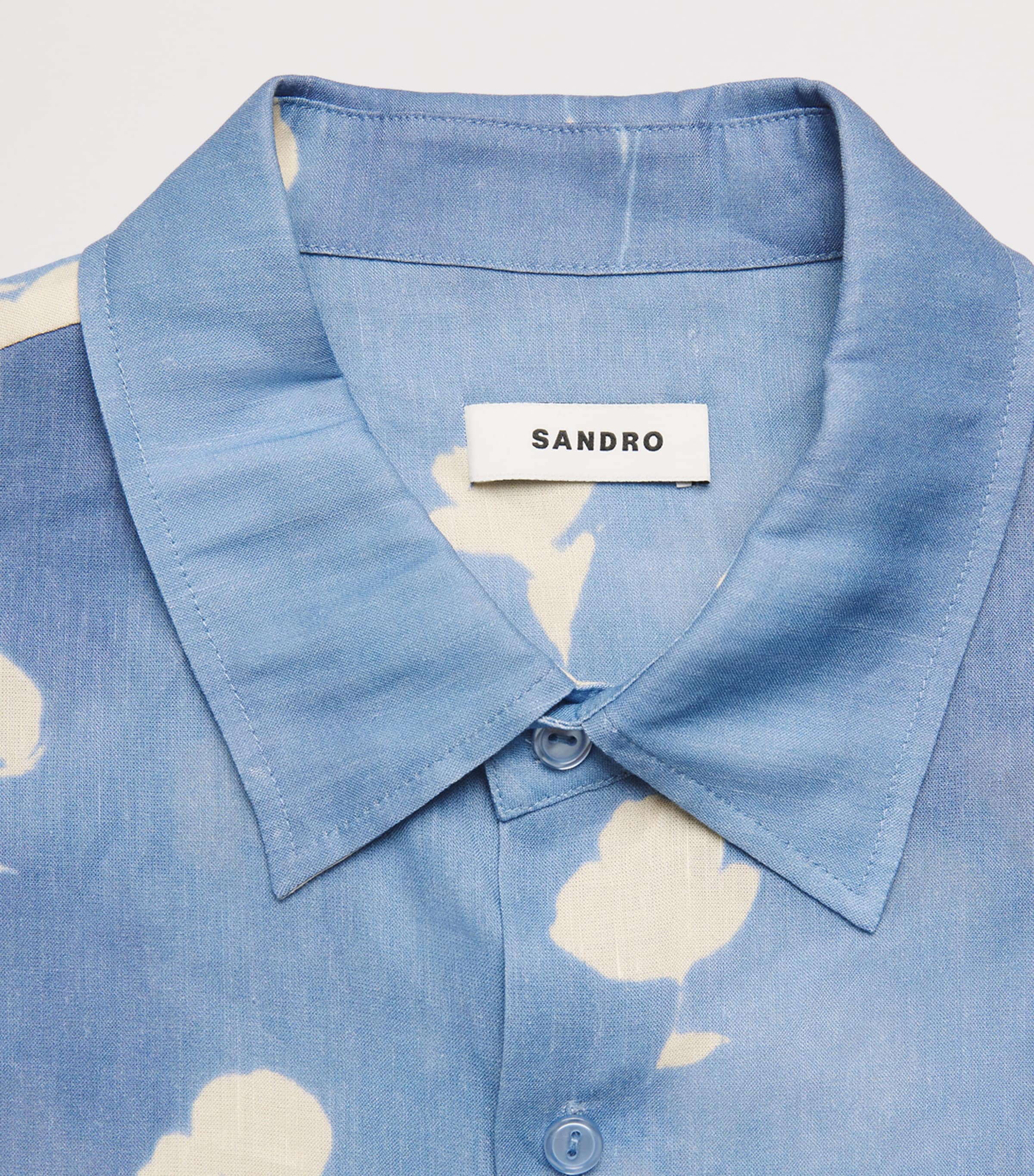 Linen-Blend Floral Short-Sleeve Shirt BLUE OFFICE Image 5