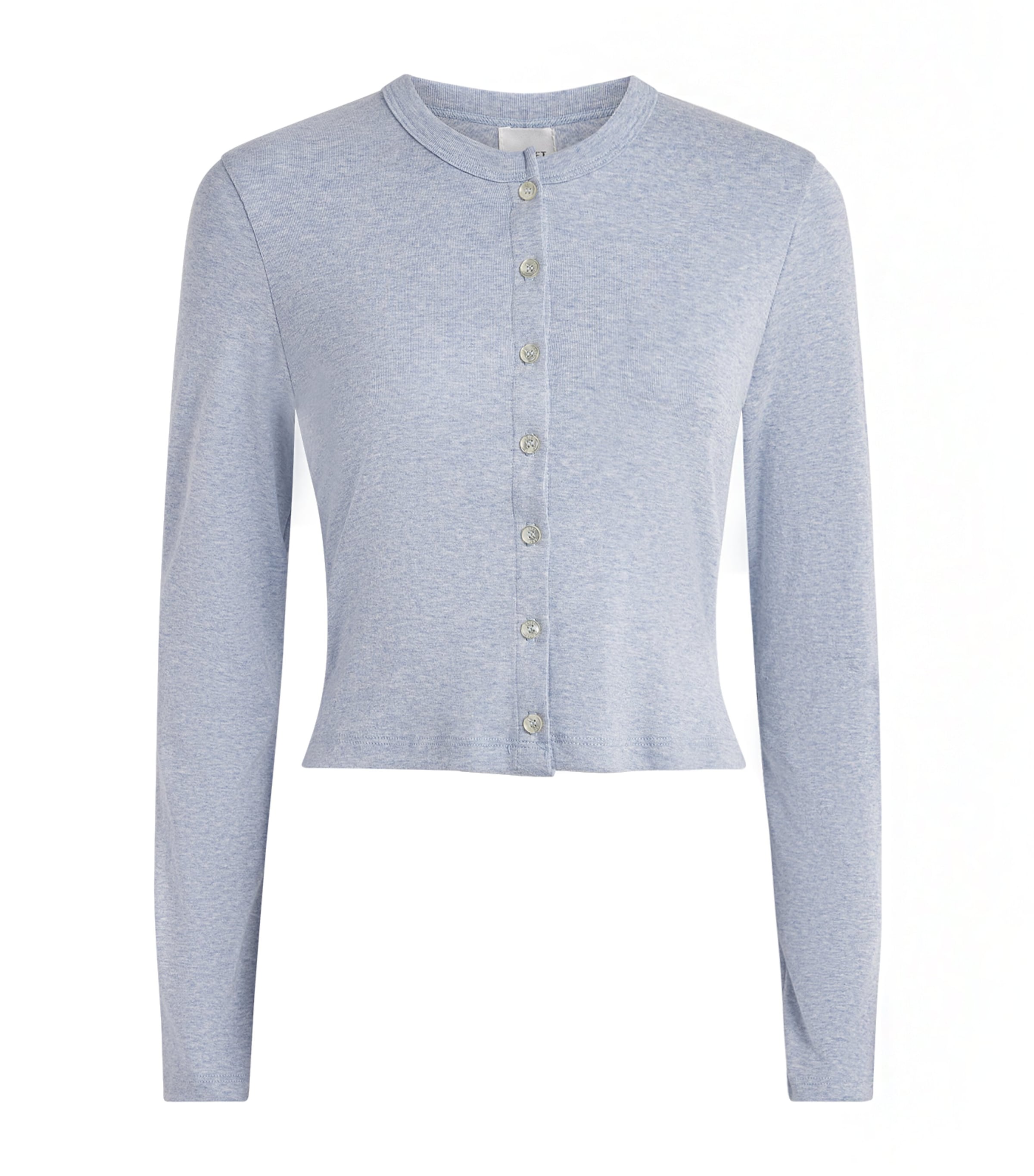 LESET Womens Cotton Nando Cropped Cardigan Ciel Melange Image 1