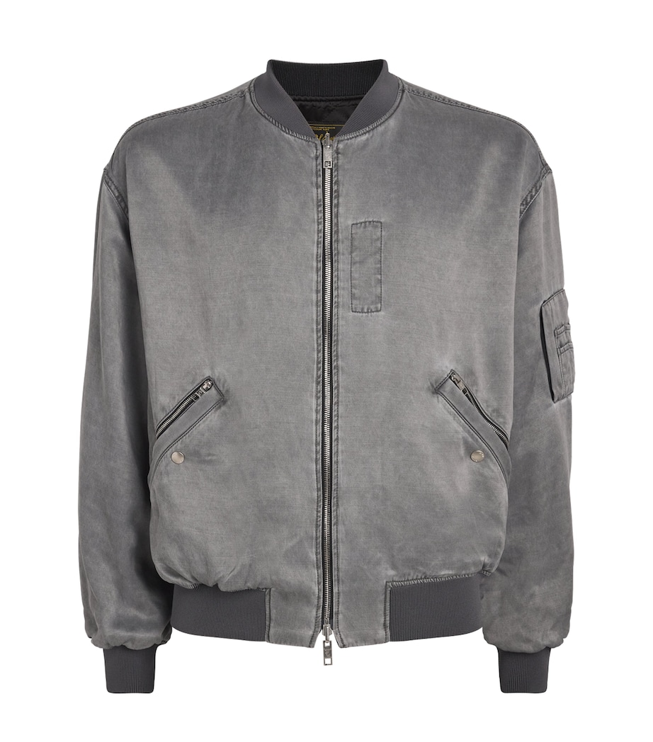Wooyoungmi Mens Cotton Faded Logo Bomber Jacket Grey Image 1