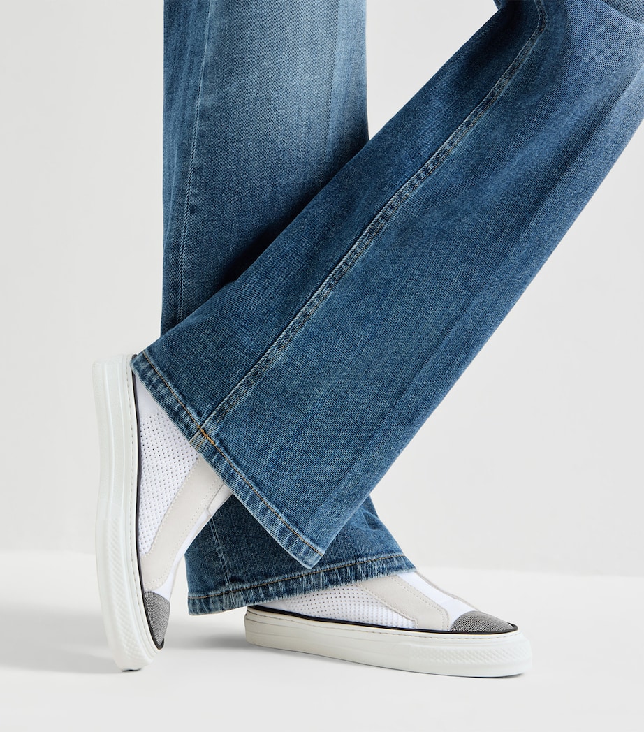 Brunello Cucinelli Knitted Suede-Trim Sneakers Image 4