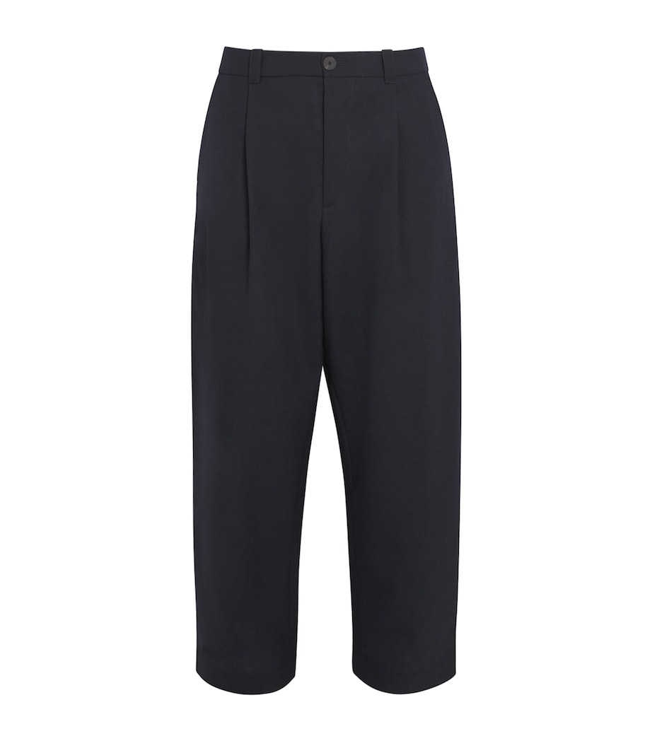 Wool Curved Tapered Trousers DARKEST NAVY Image 1