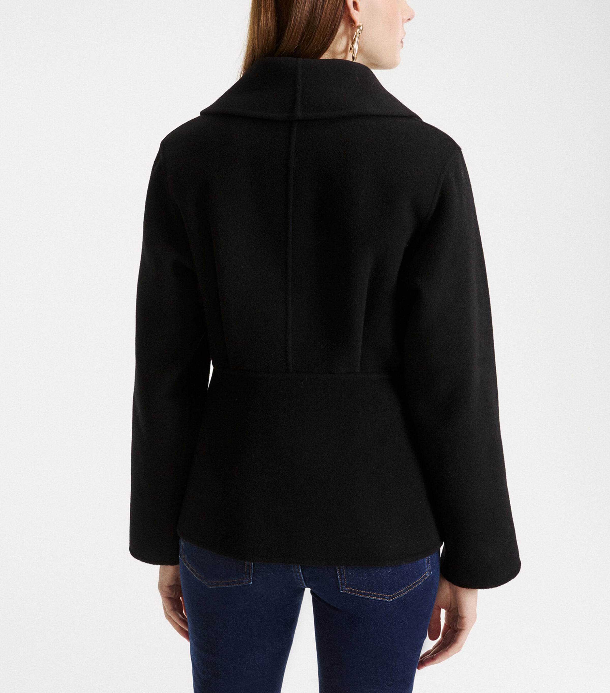 Marella Womens Virgin Wool-Blend Coat Black Image 3