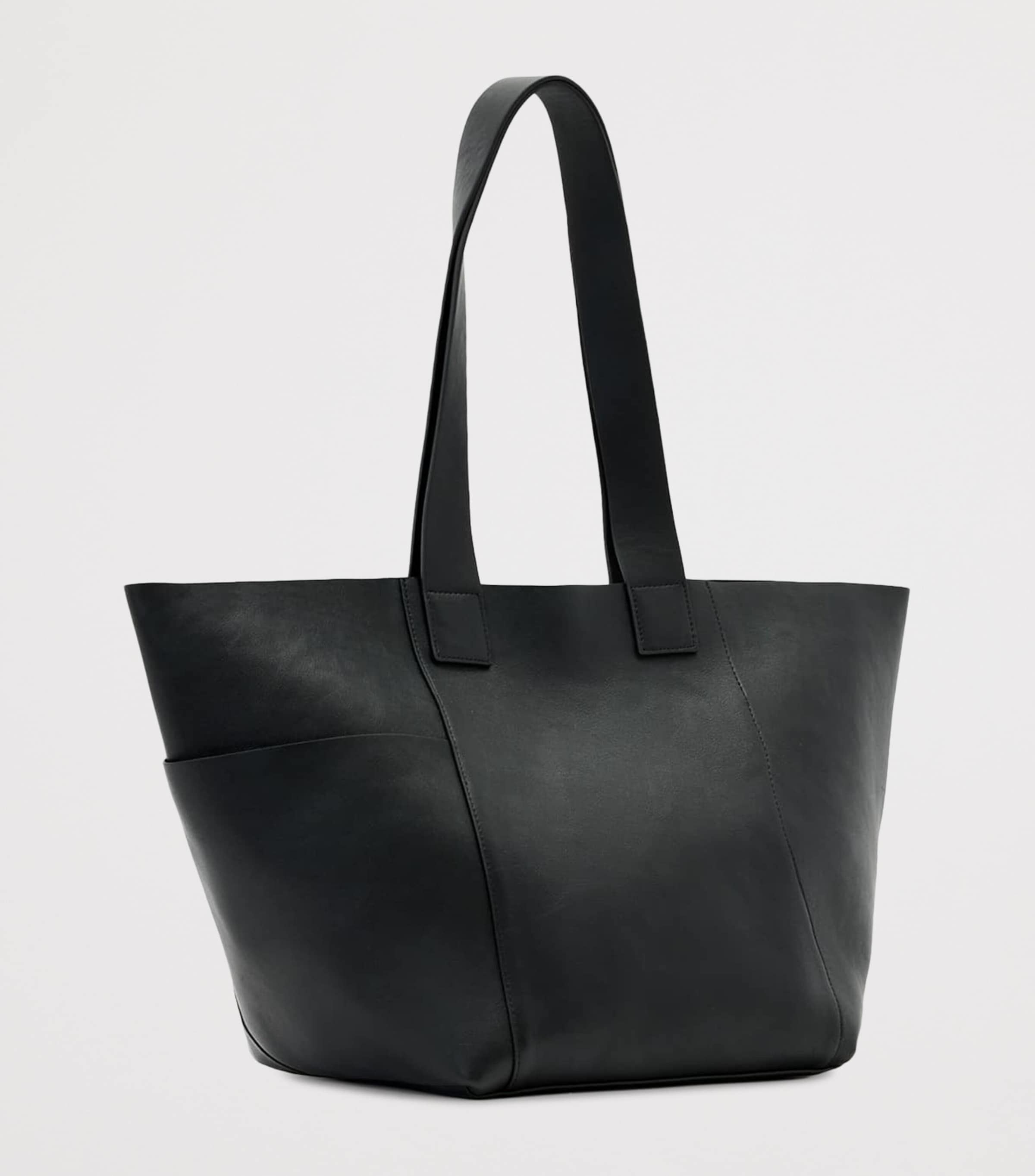 AllSaints Leather Alba East West Tote Bag Black Image 6