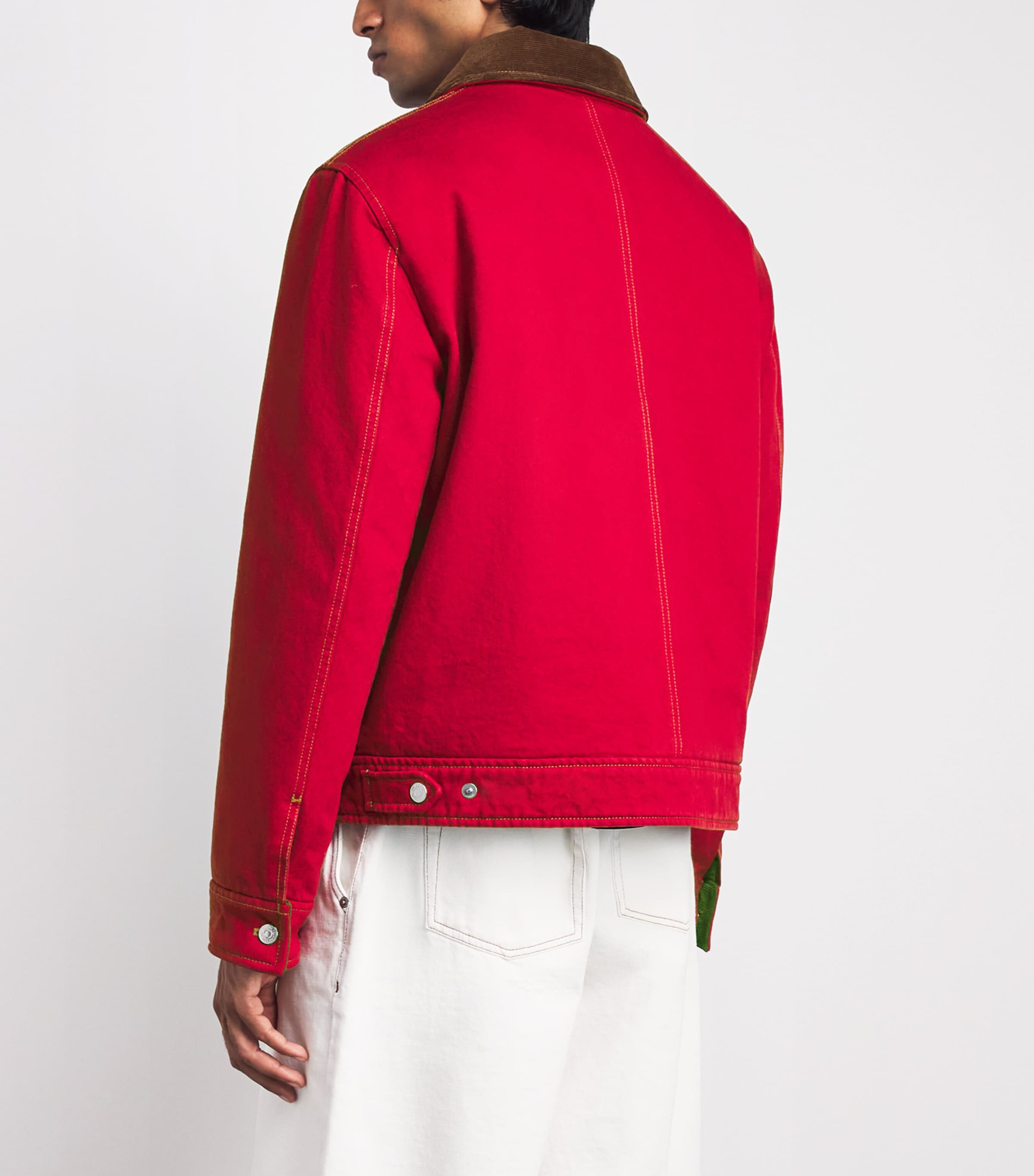 AMI Paris Mens Ami De Coeur Contrast-Collar Jacket Rouge Rubis Image 5