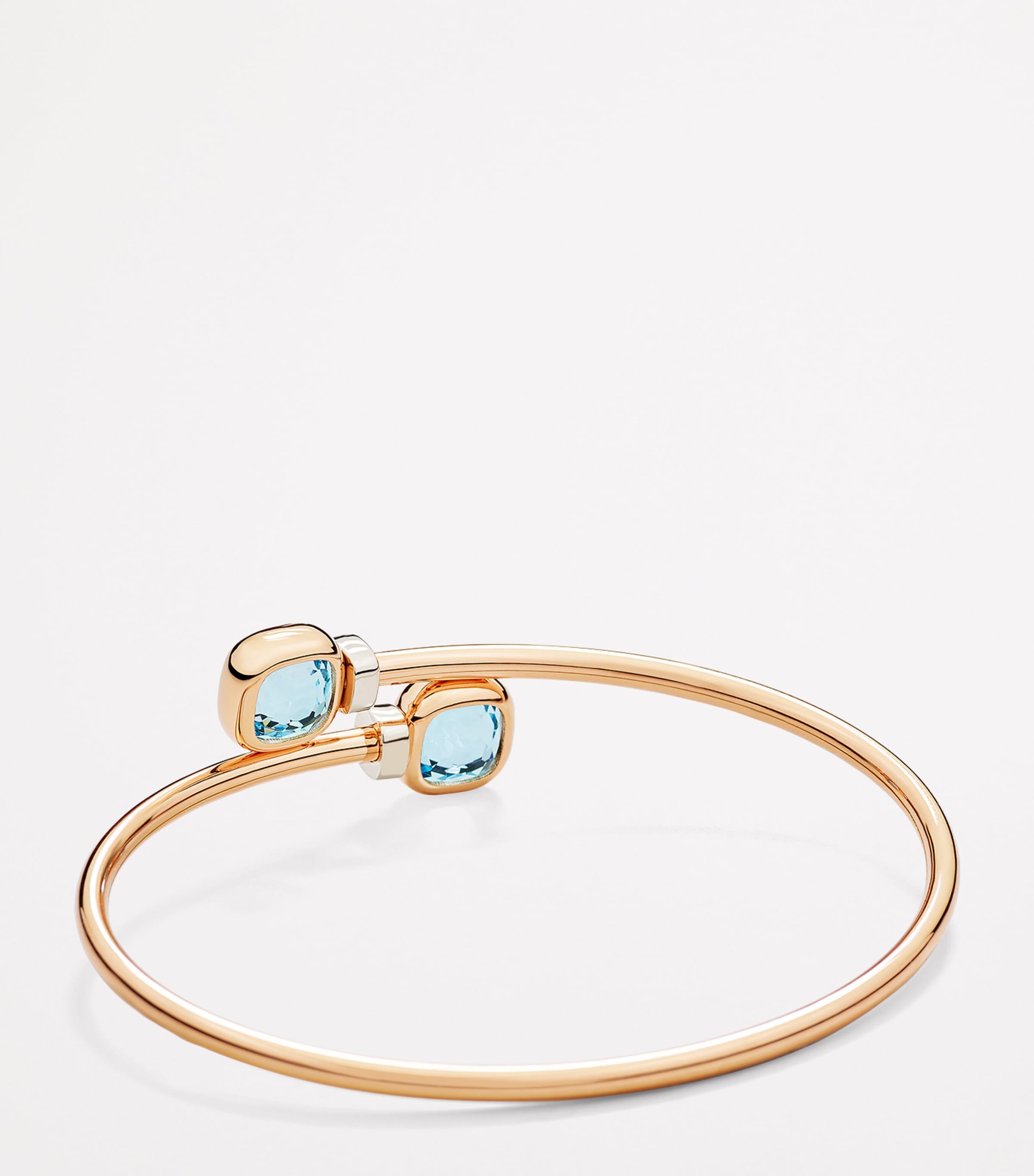 Mixed Gold, Blue Topaz and Diamond Nudo Bangle DB0YY Image 3