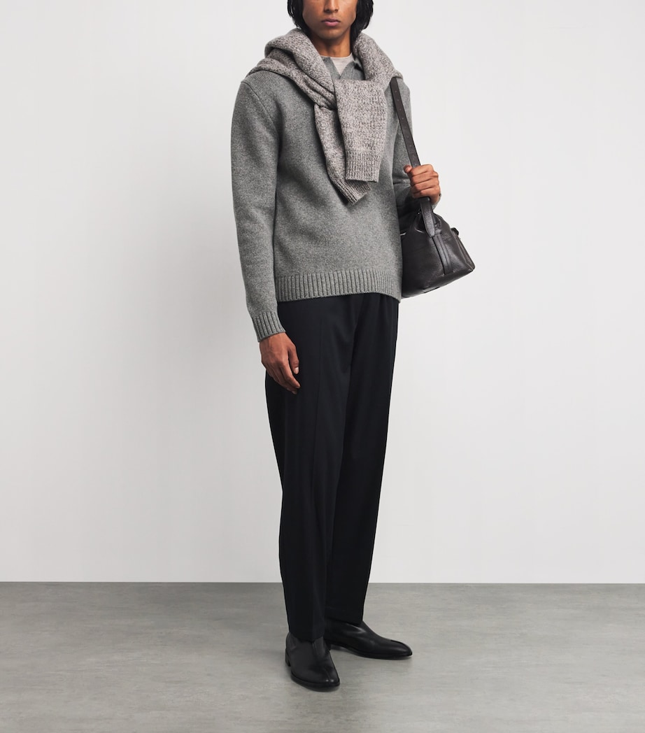 Wool-Blend Open-Collar Sweater 10173 - GRIGIO GREY Image 2