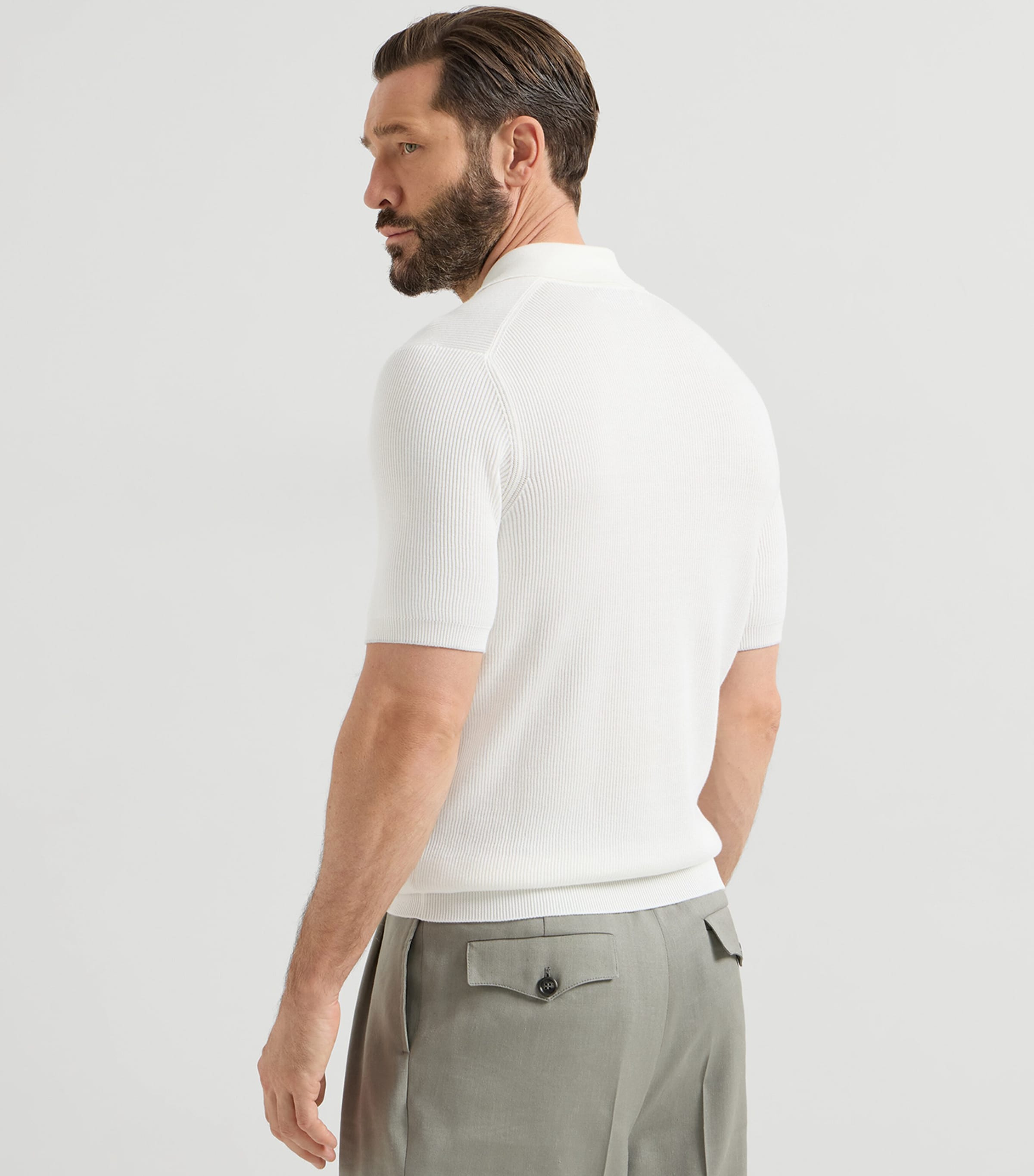 Brunello Cucinelli Mens Cotton Rib-Knit Polo Shirt Image 5