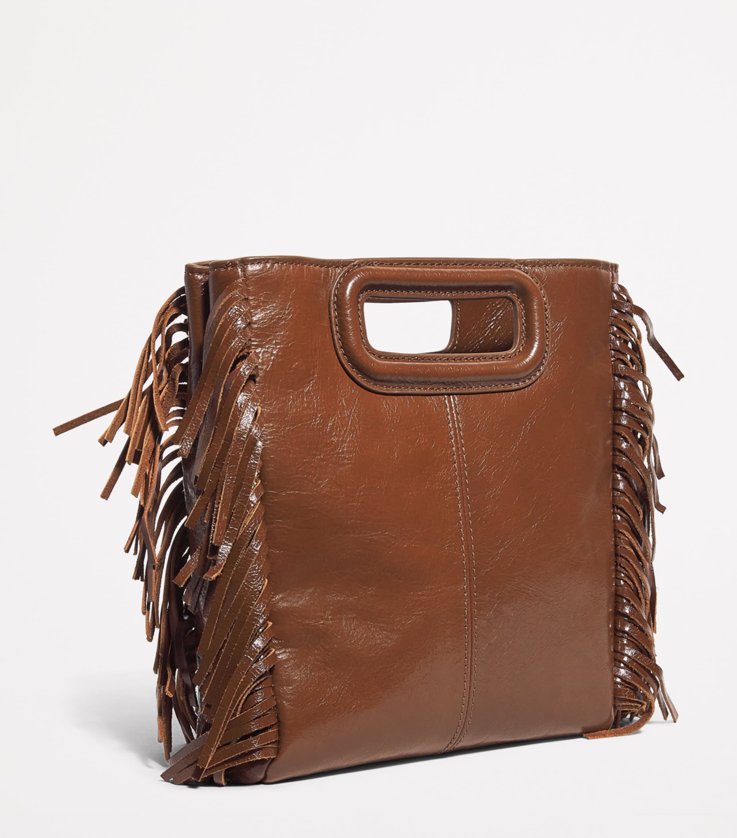 Leather M Top-Handle Bag BROWN Image 3