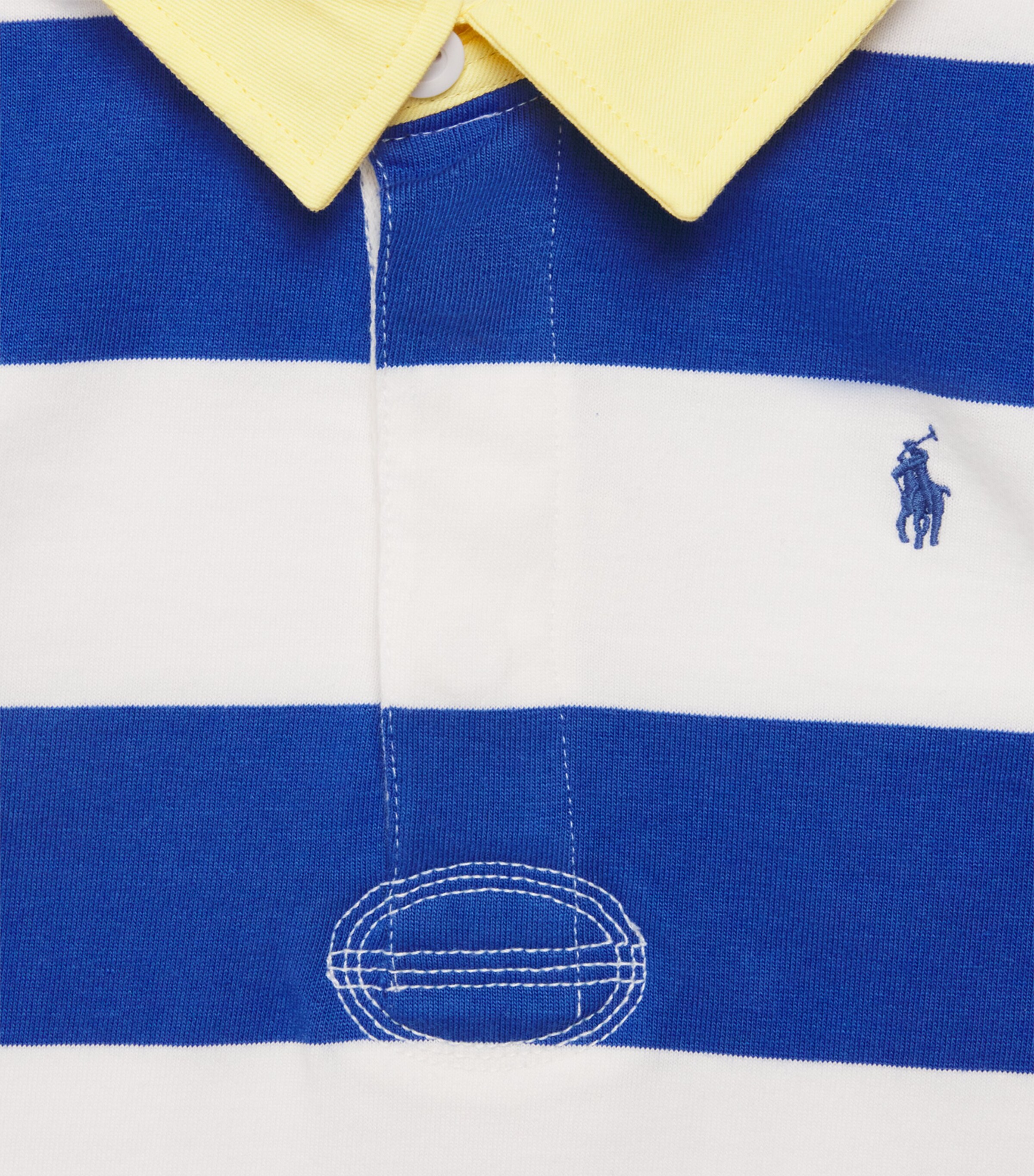 Cotton Stripe Polo Shirt (2-7 Years) WHITE MU Image 3