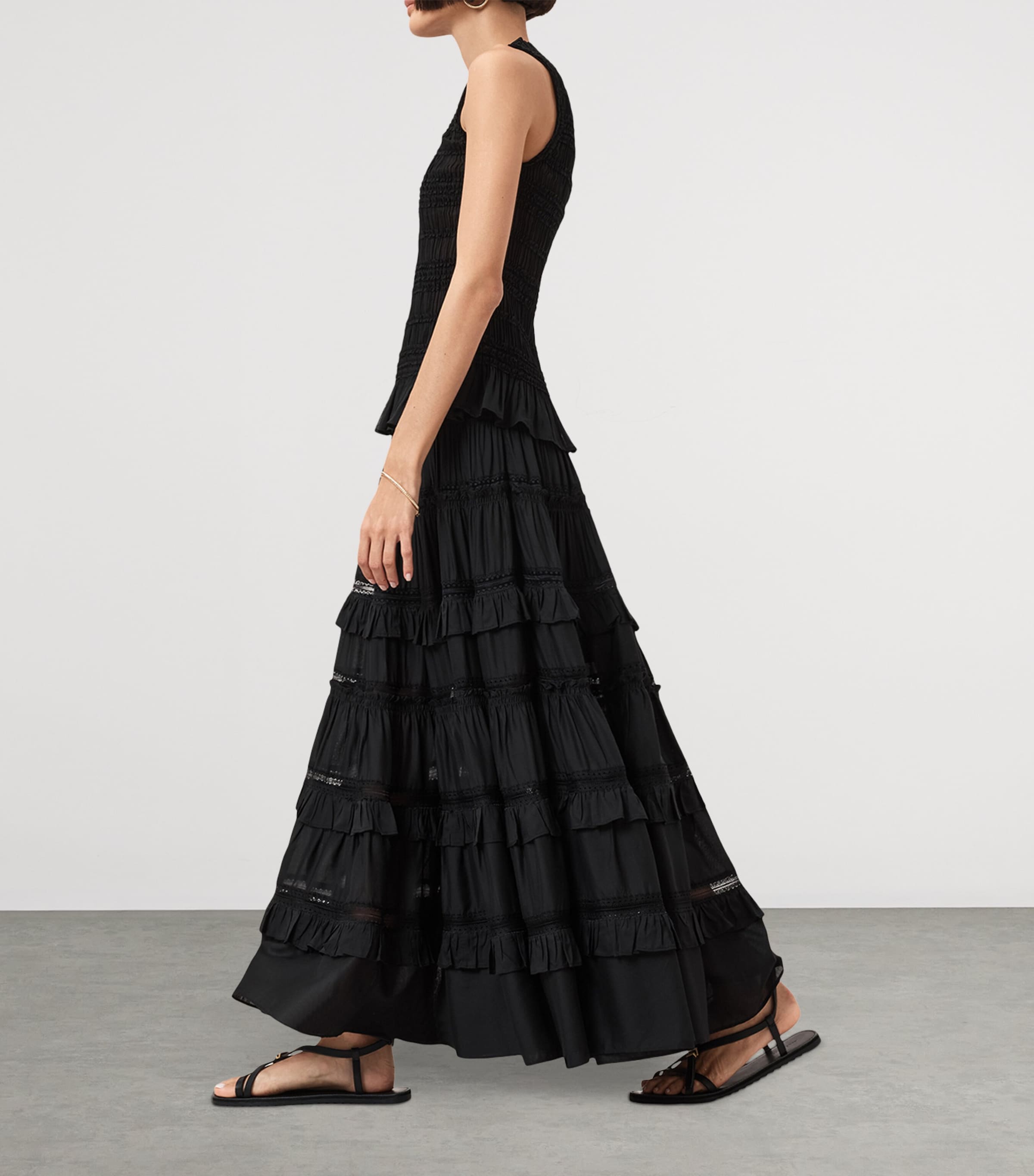 Shirred Marion Sleeveless Top BLACK Image 4