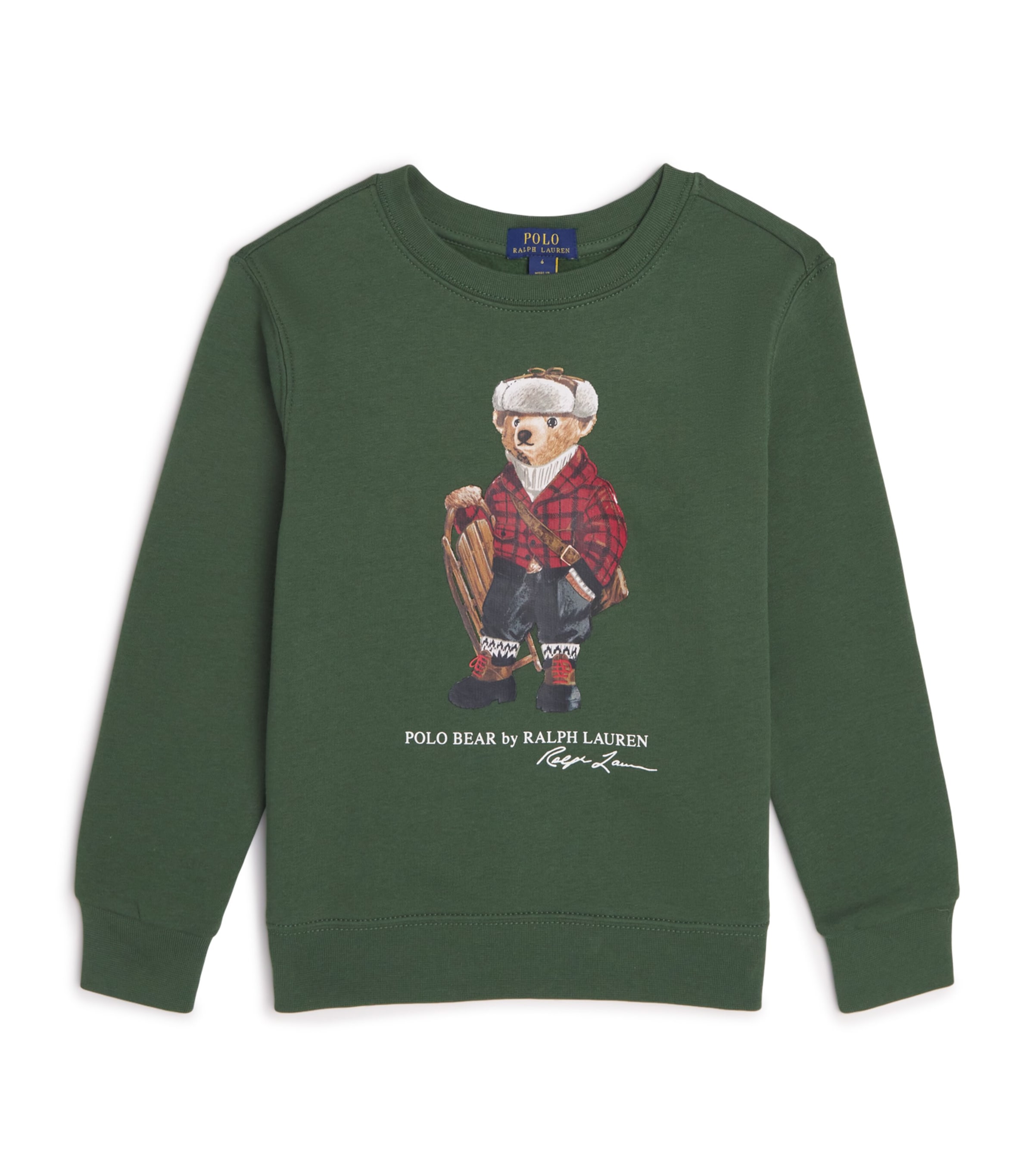 Cotton-Blend Polo Bear Sweatshirt (2-7 Years) GREEN Image 1