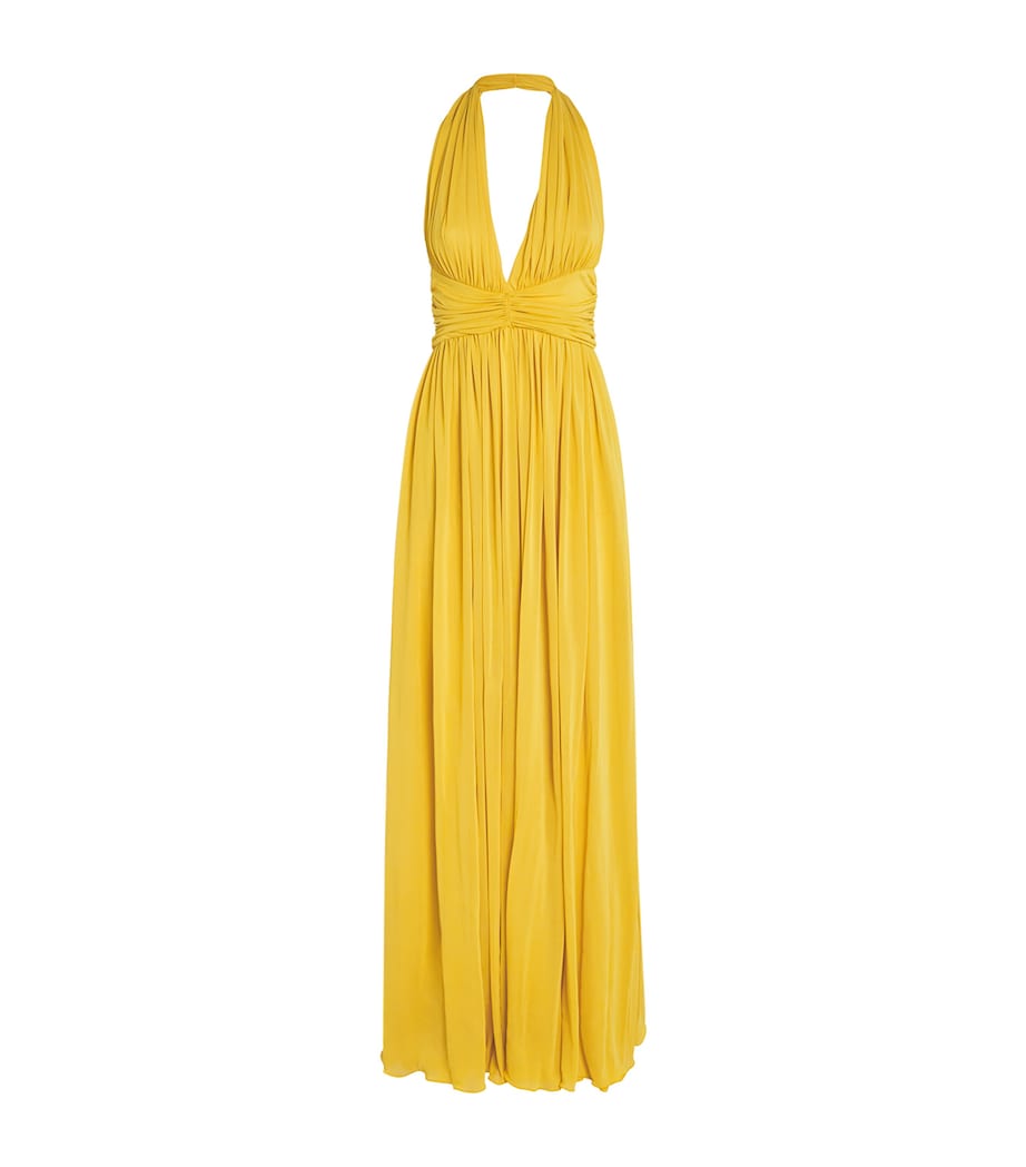 Giambattista Valli Womens Tulle Halterneck Maxi Dress Yellow Image 1