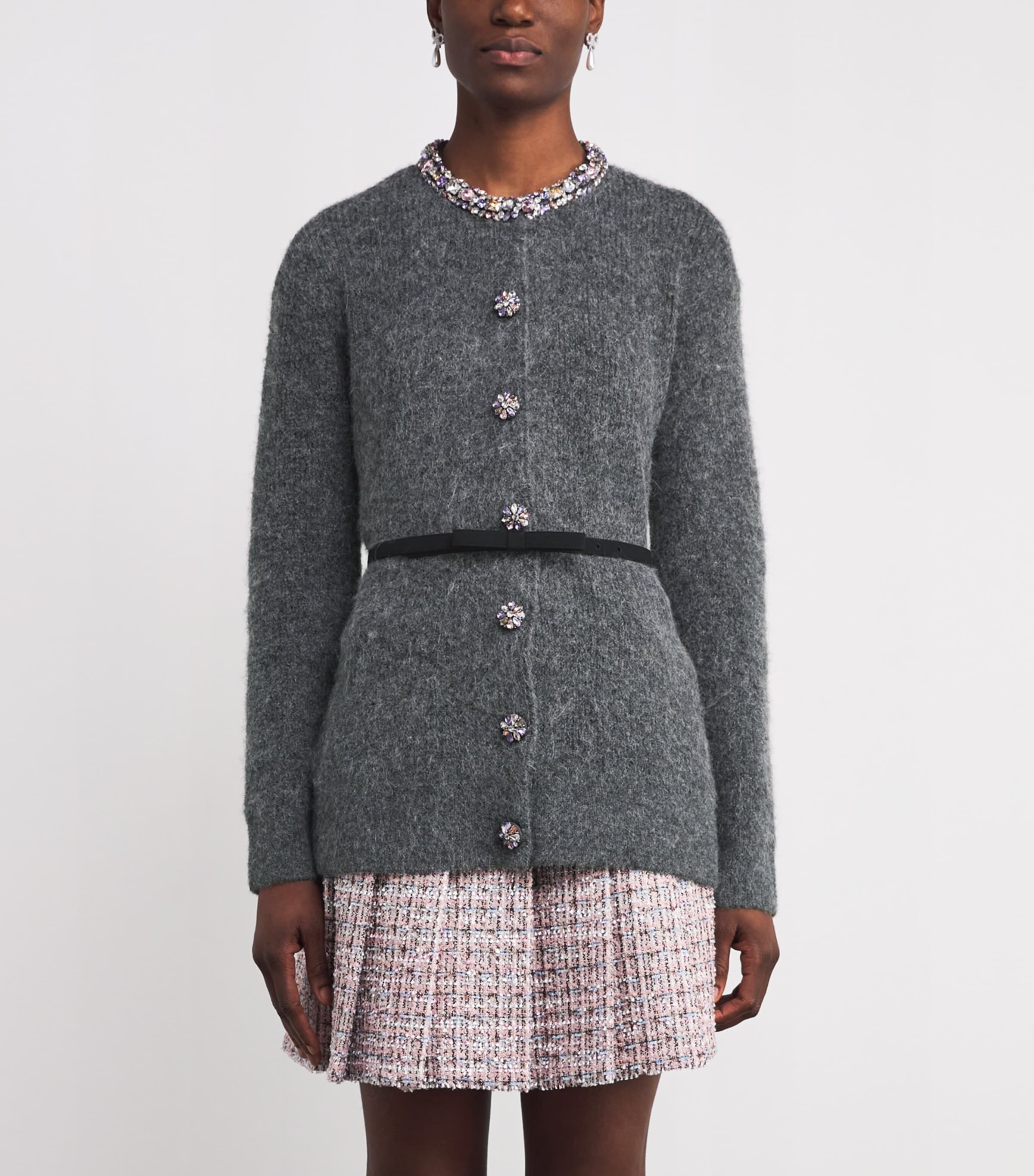 Crystal-Embellished Cardigan GREY Image 3