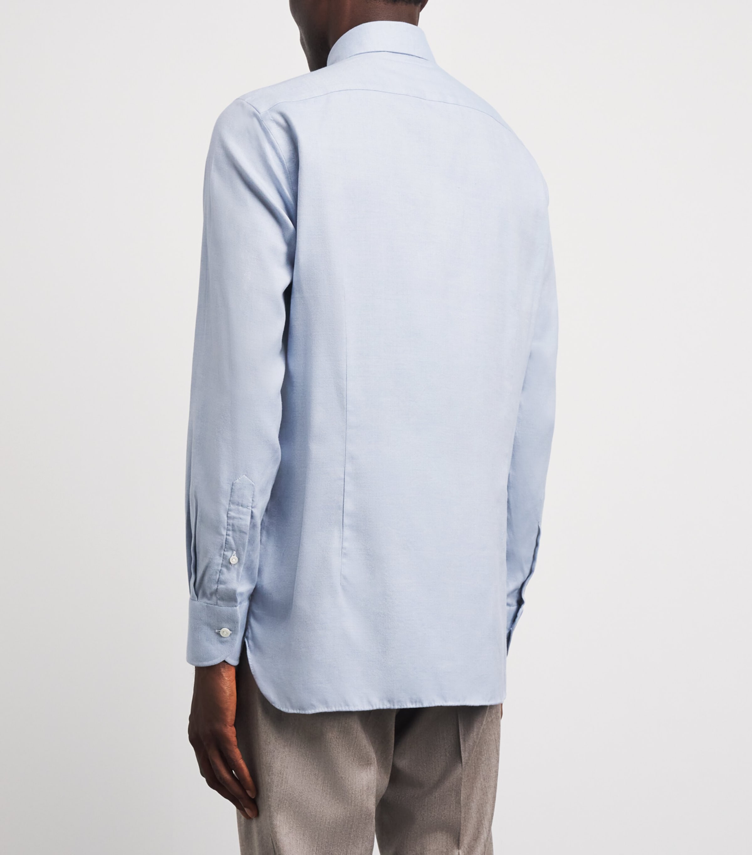 100HANDS Mens Herringbone Shirt Light Blue Image 5