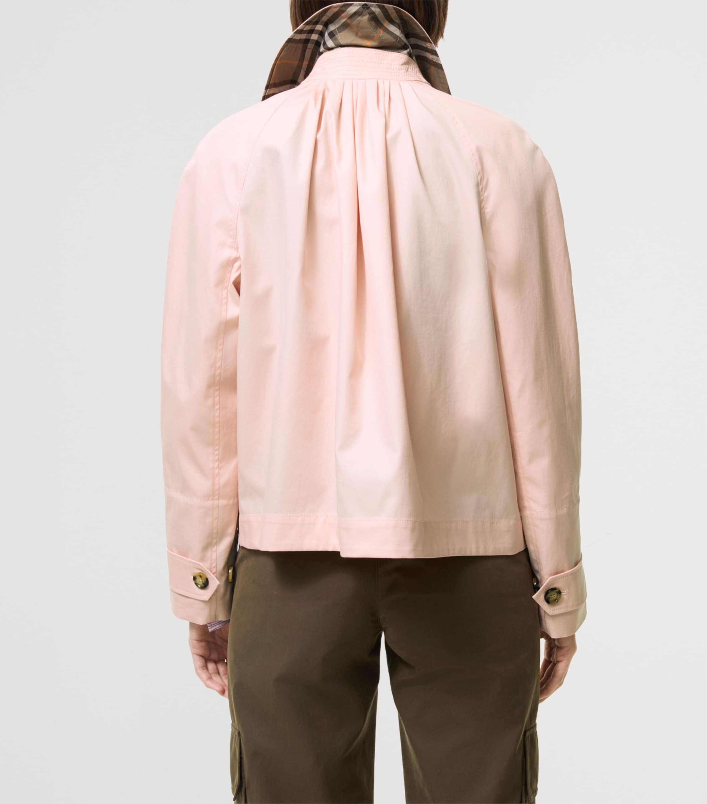 Burberry Womens Cotton Gabardine Tickhill Jacket Compact Pink Image 3