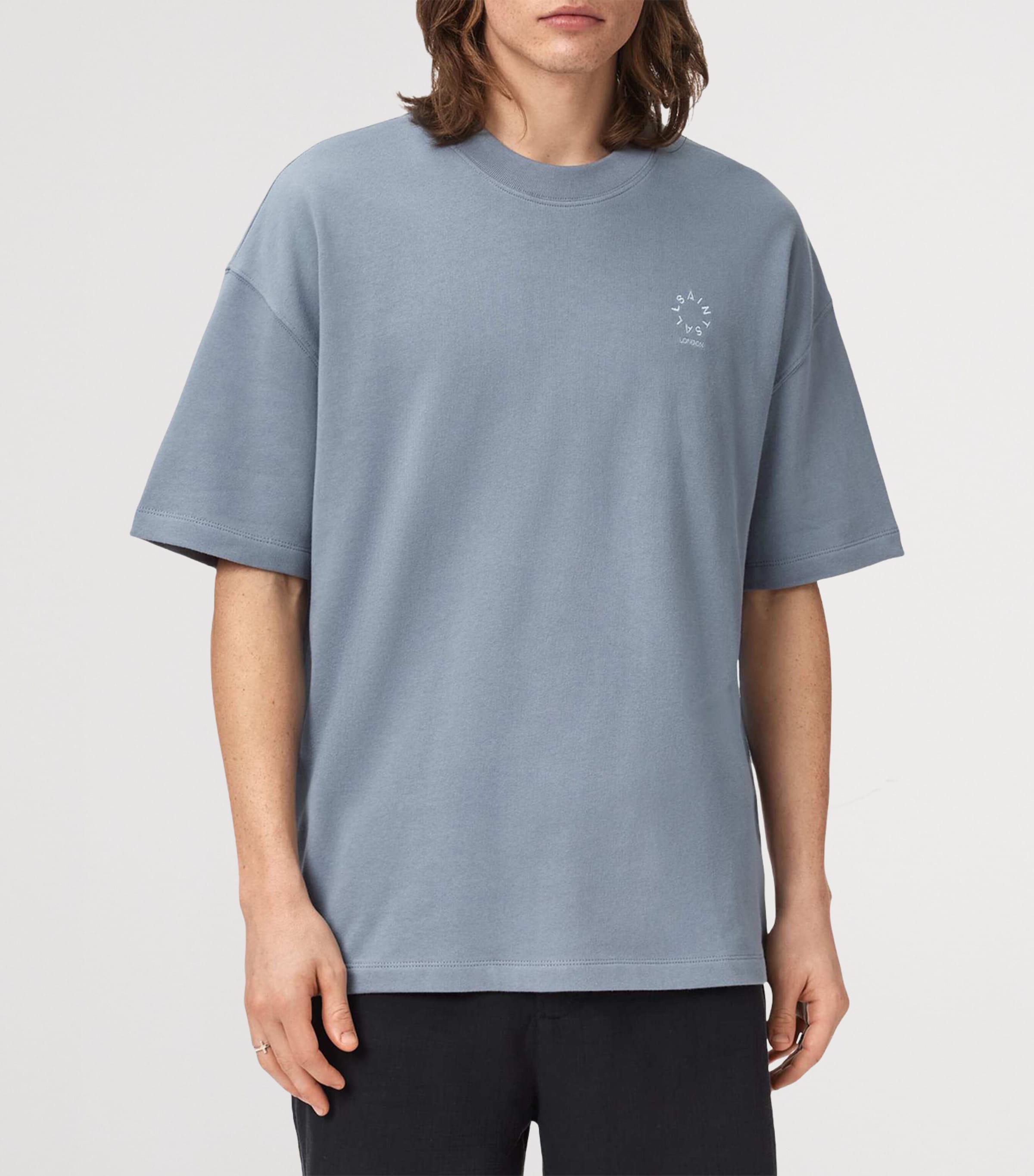 AllSaints Mens Organic Cotton Haven T-Shirt Maya Blue Image 3