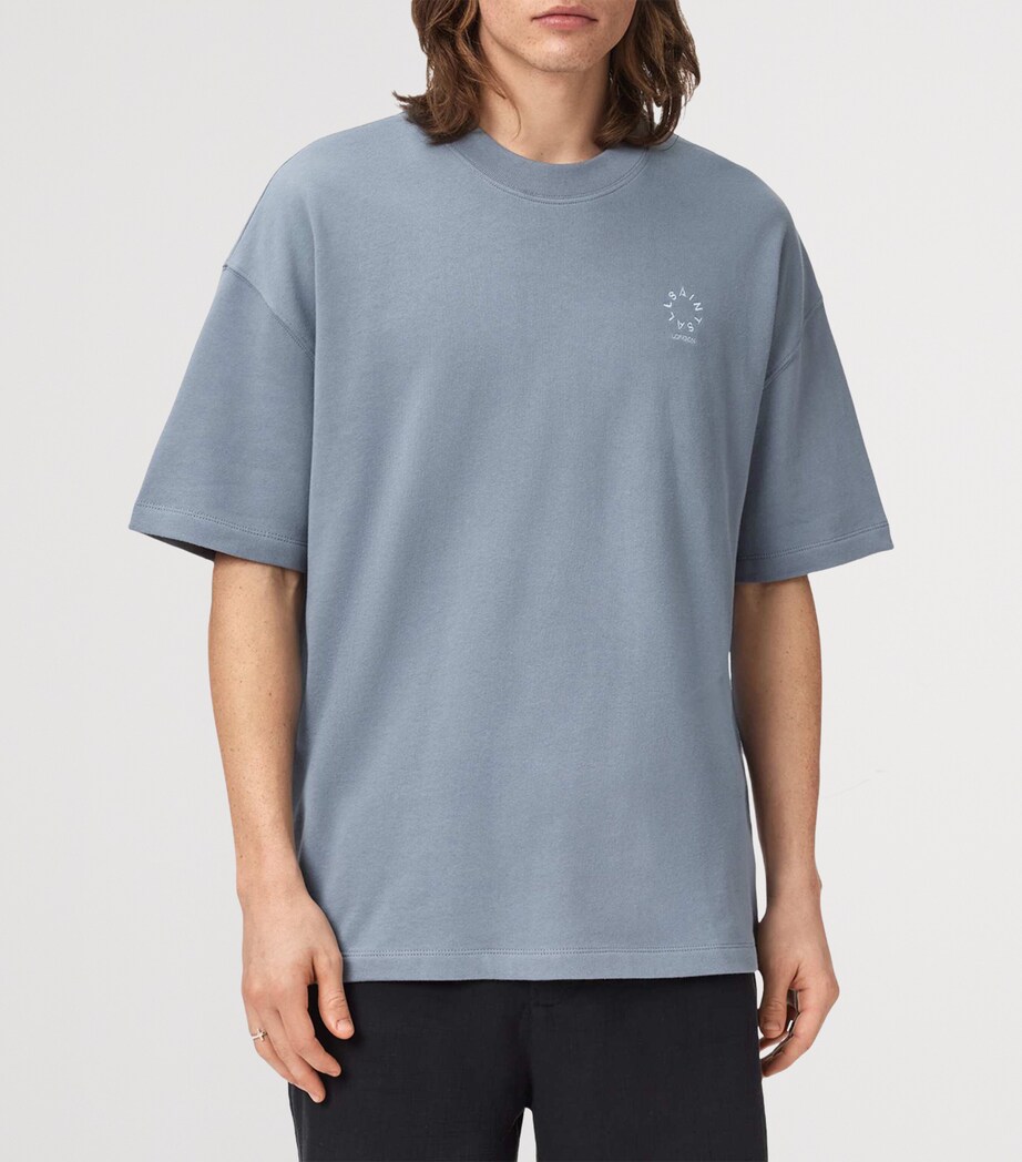 AllSaints Mens Organic Cotton Haven T-Shirt Maya Blue Image 3
