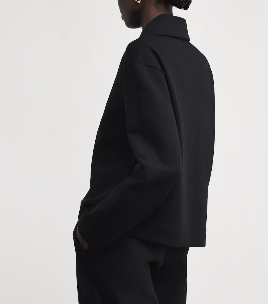 Cotton-Blend Half-Zip Sweater 001BLK Image 4