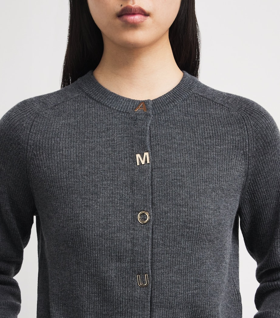 Wool Rib-Knit Cardigan GREY Image 6