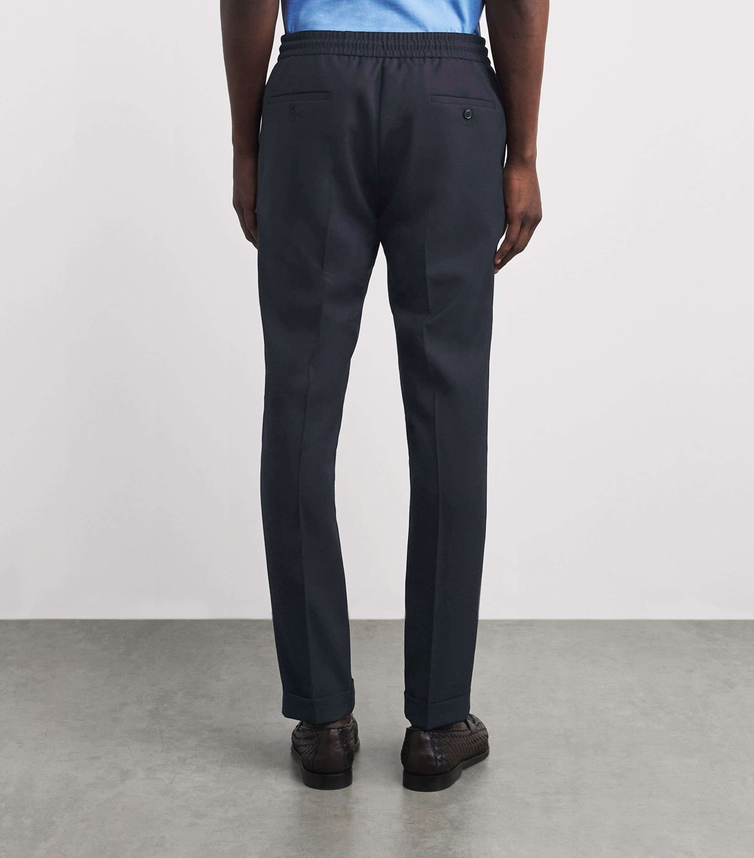 Paul Smith Mens Wool Drawstring Straight Trousers Blue Image 5
