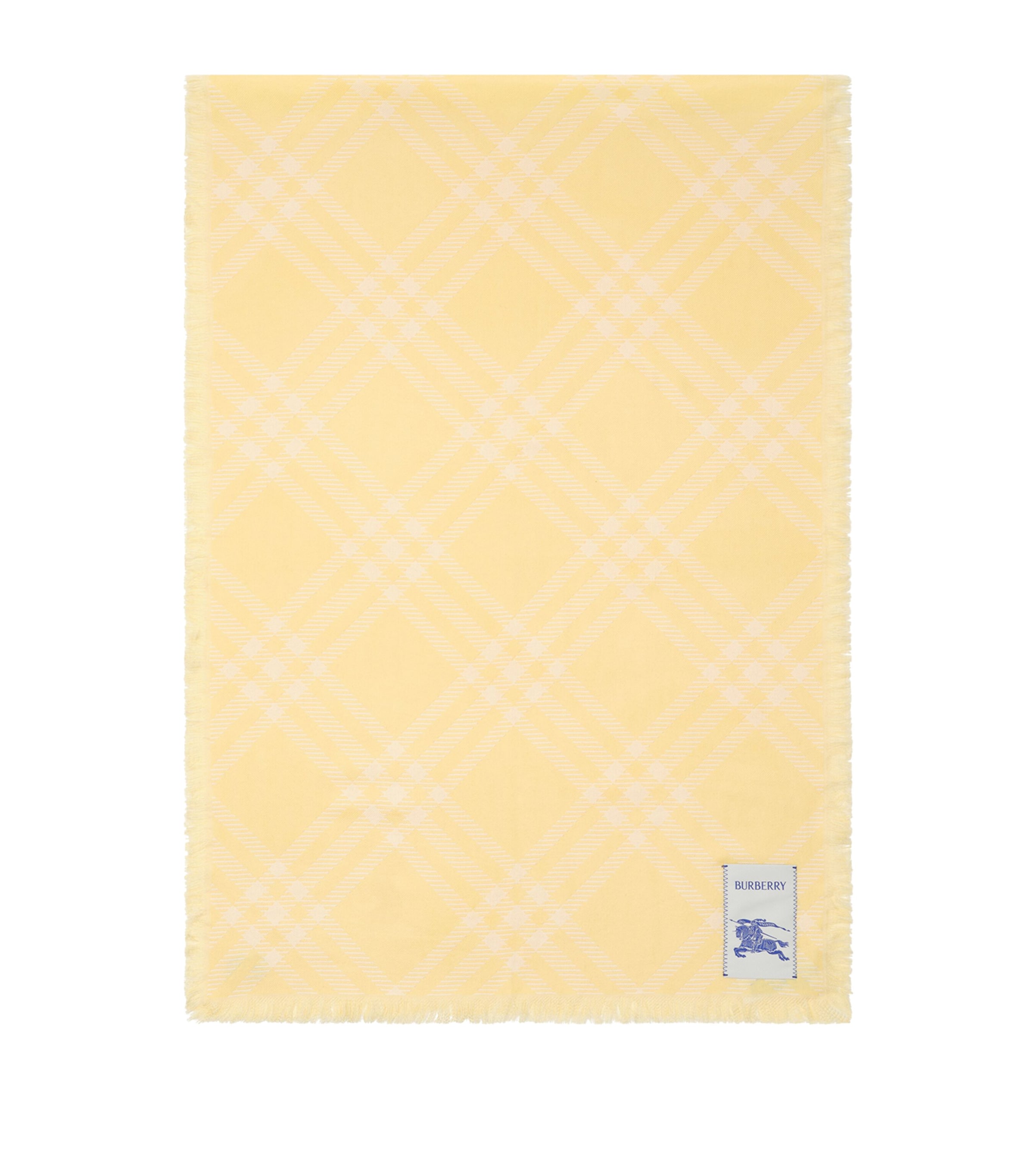 Burberry Wool-Silk Check Scarf Custard Beige Image 1