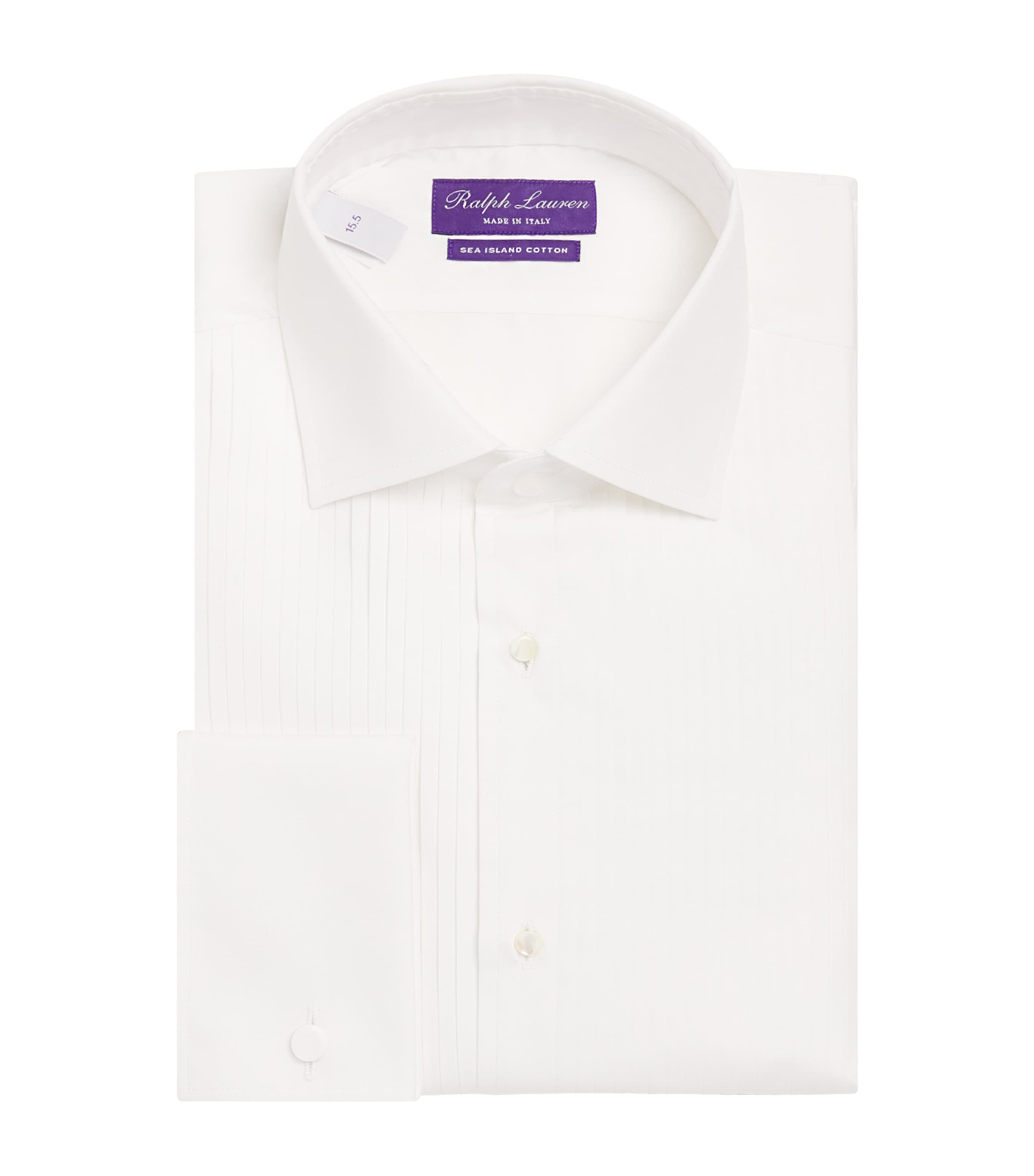Ralph Lauren Purple Label Mens Sea Island Cotton Tuxedo Dress Shirt White Image 1